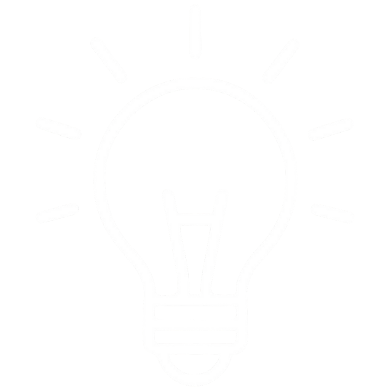 En vit ritad glödlampa mot svart bakgrund.