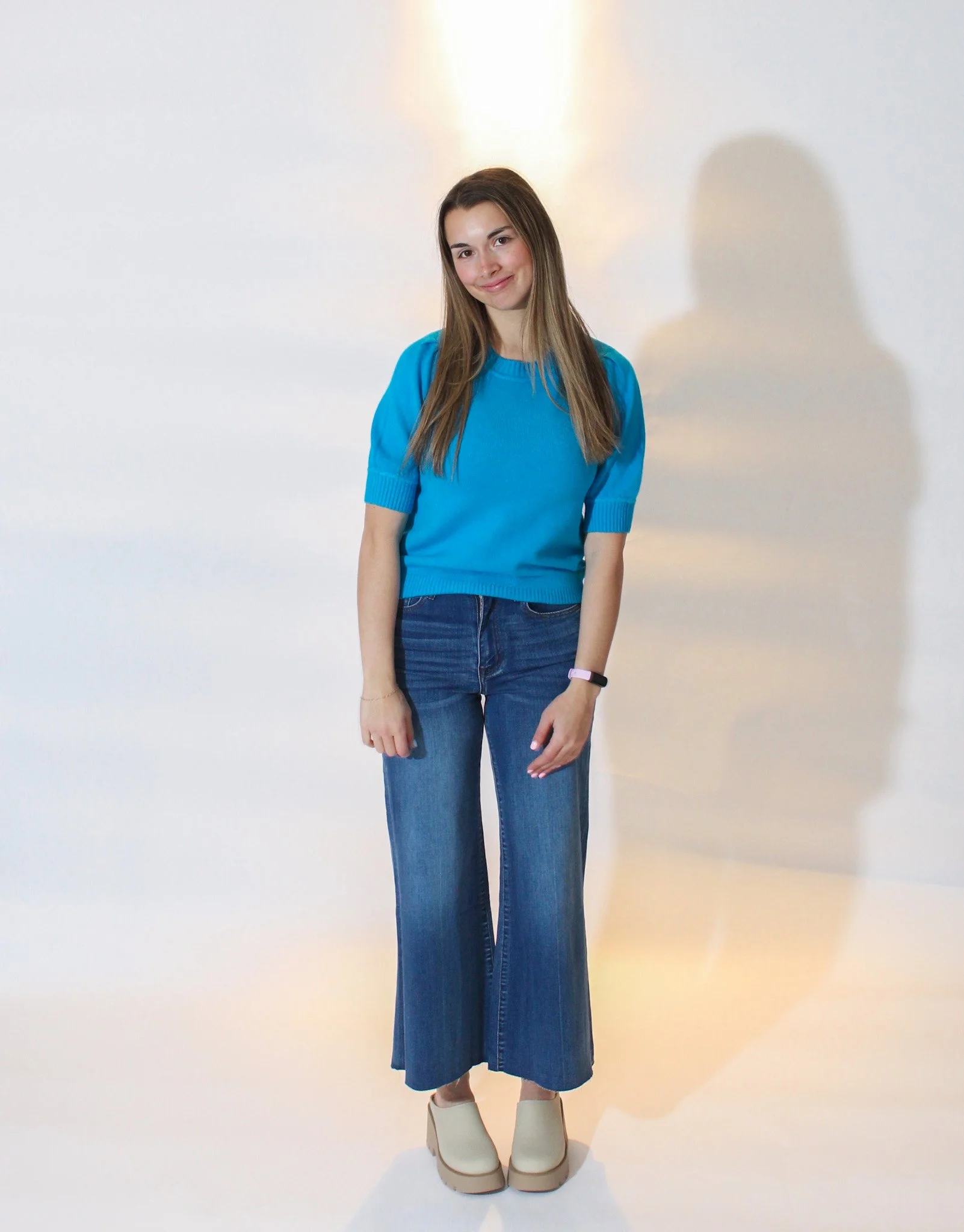 Kerri Bright Blue Short Sleeve Sweater