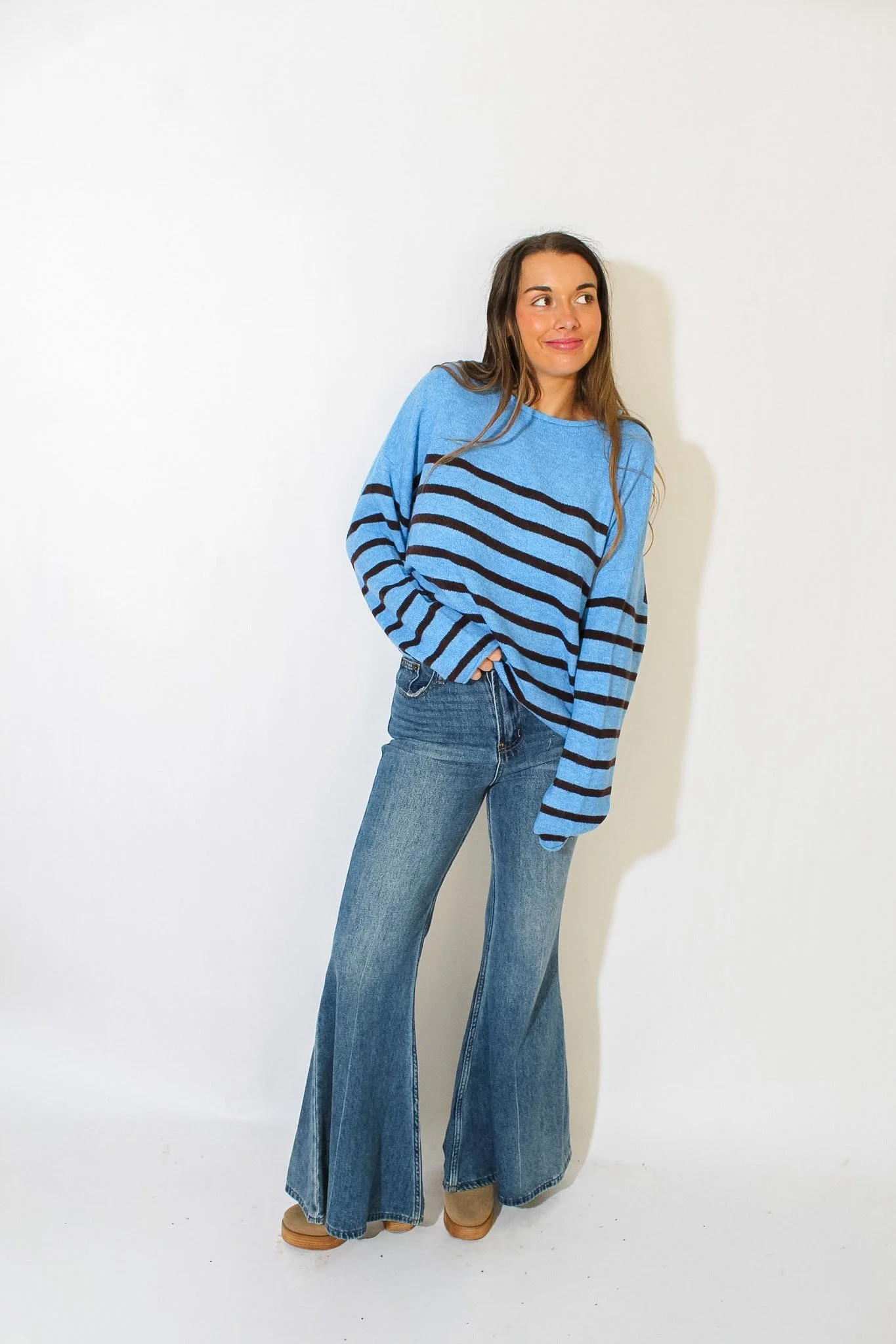 Blue with Brown Stripe Sweater