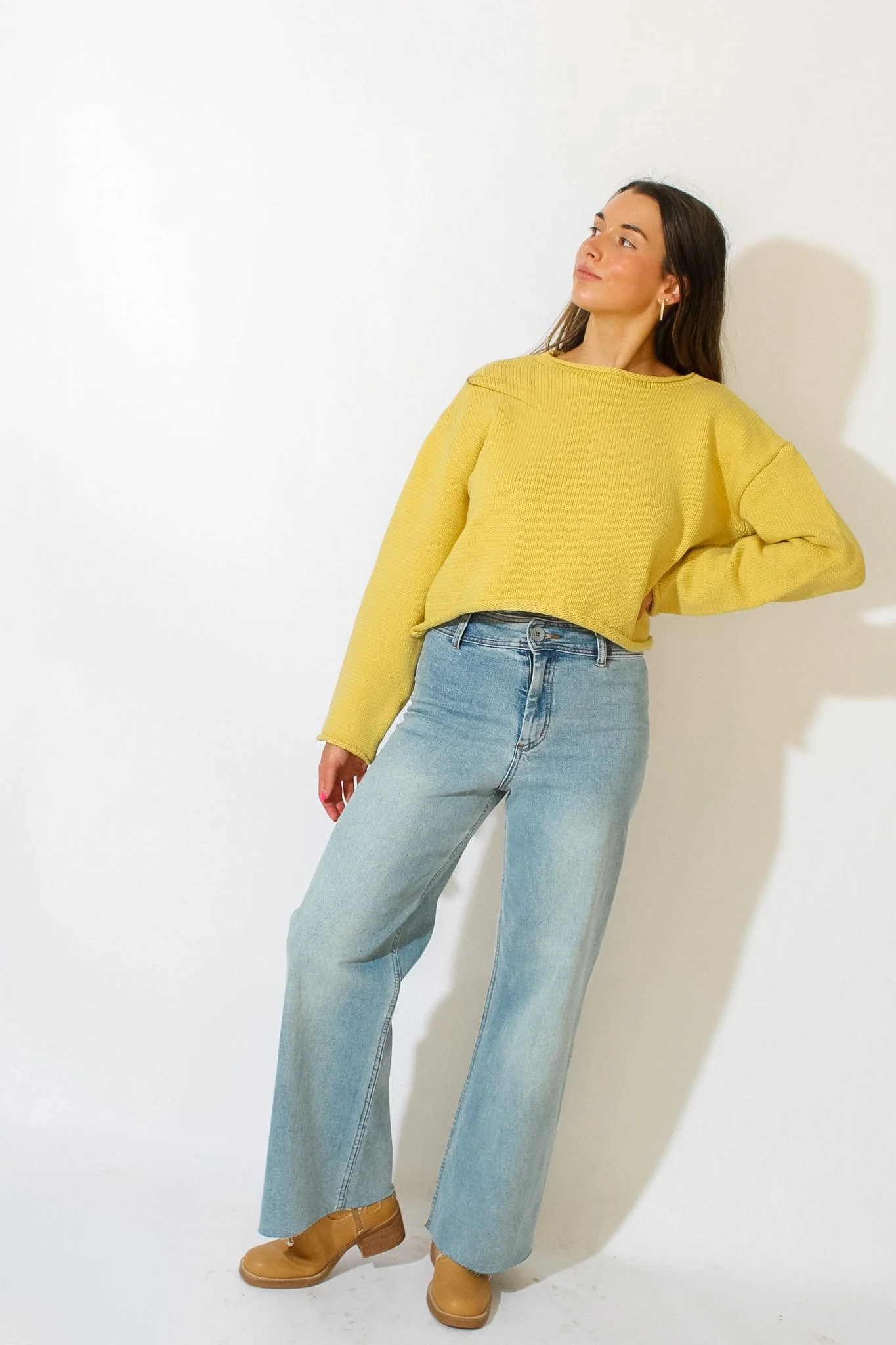 Mustard Yellow Knit Hemmed Sweater