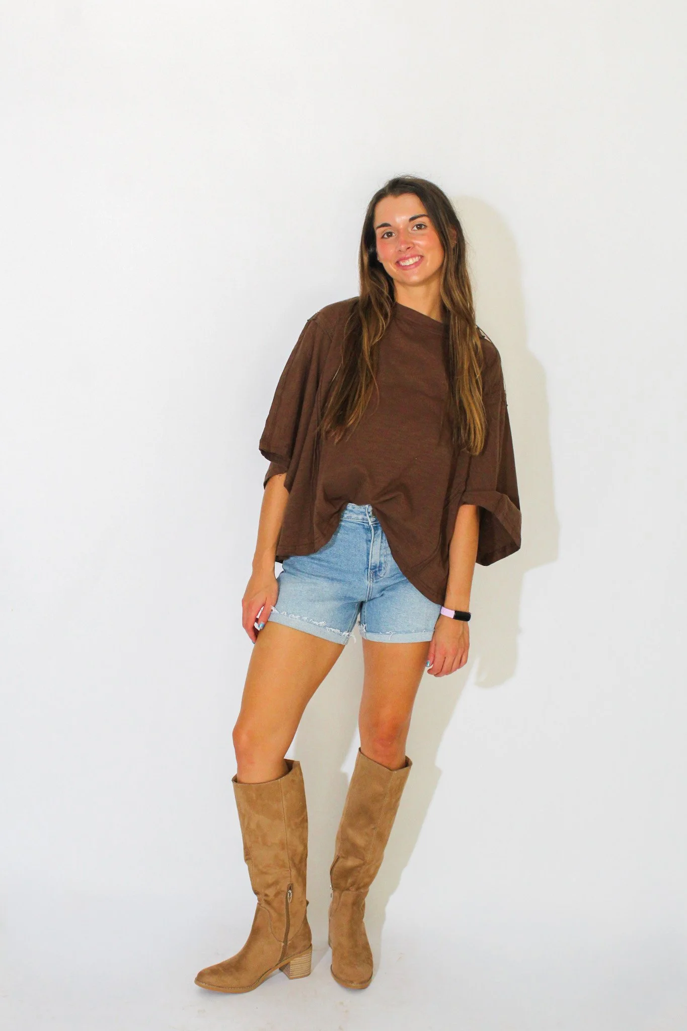 Viola Brown Boxy T-Shirt