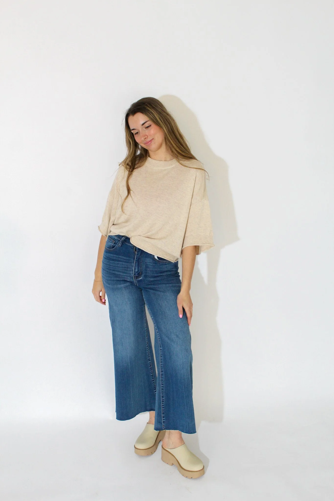 Cleo Cropped Sweater in Oat