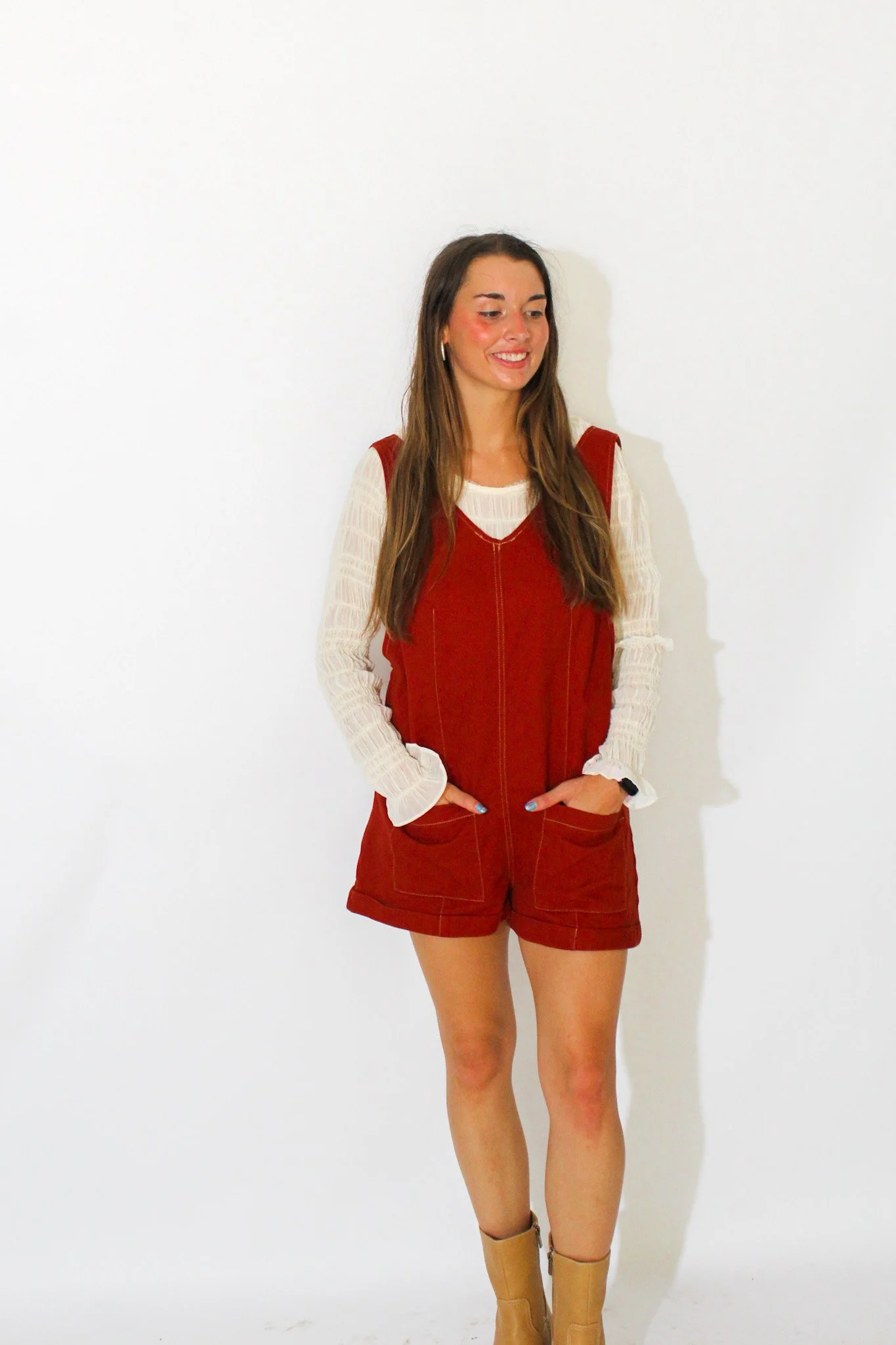 Tallulah Burnt Orange Overalls