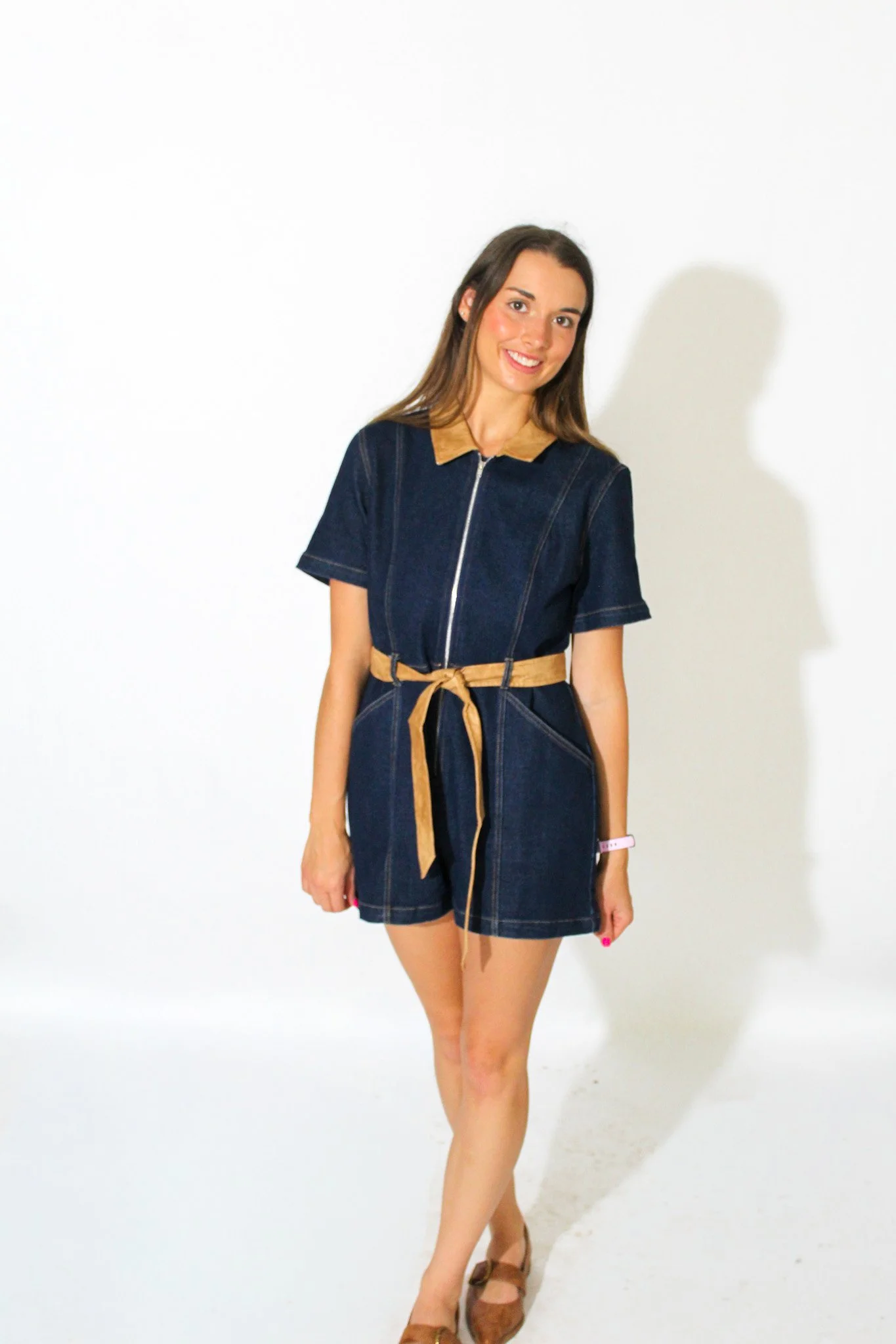 Denim Zip Romper
