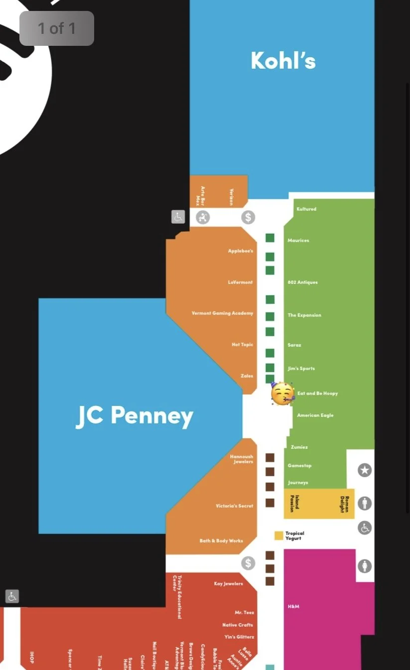 Find us across from JCPenney.