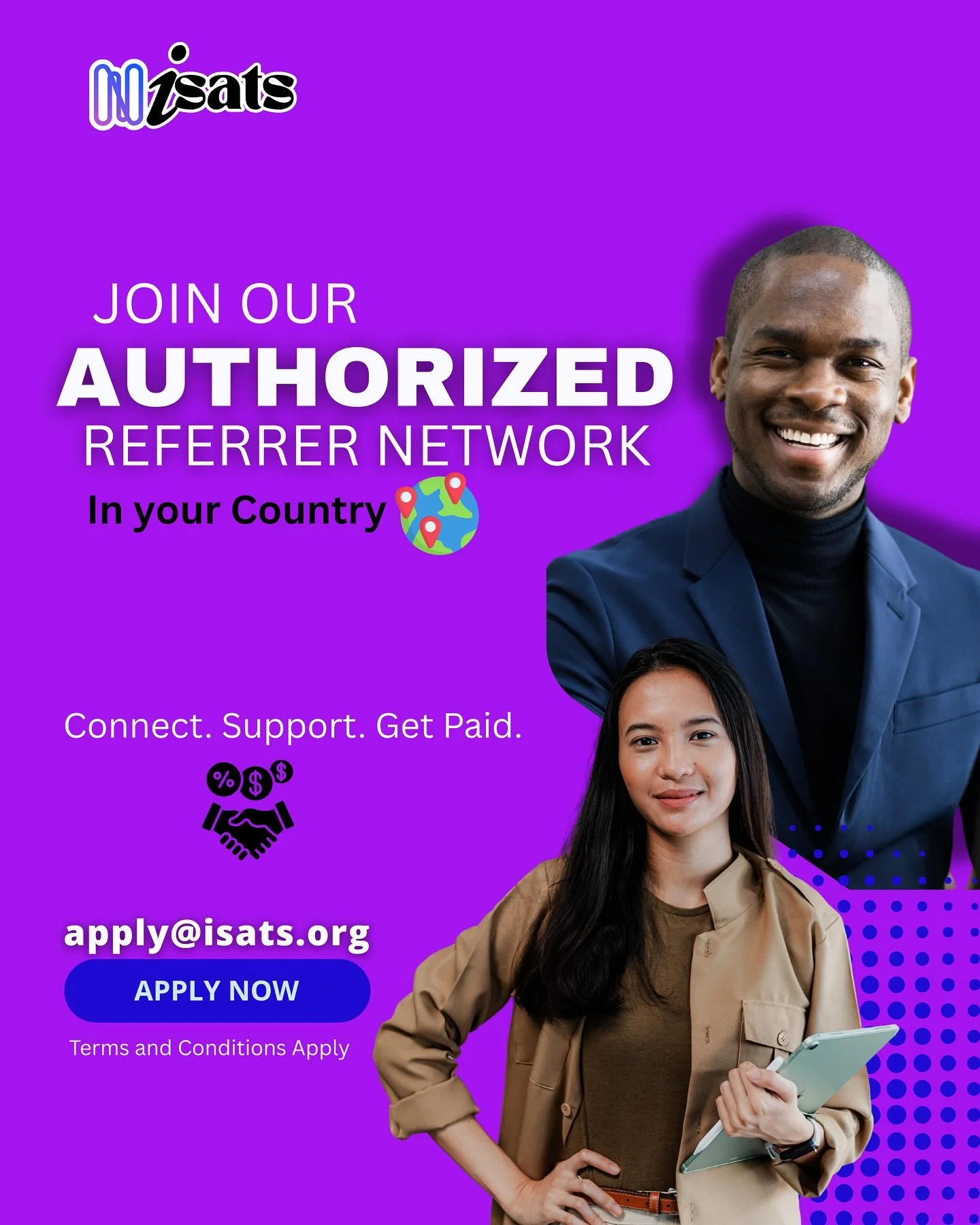 🌍 Join the ISATS Authorized Referrer Network! 🌟

Are you a go-getter, culture lover, or change-maker? No matter your nationality &mdash; this is your time to shine! 🌎

✨ Share opportunities. Earn rewards. Inspire journeys.

Here&rsquo;s what you g