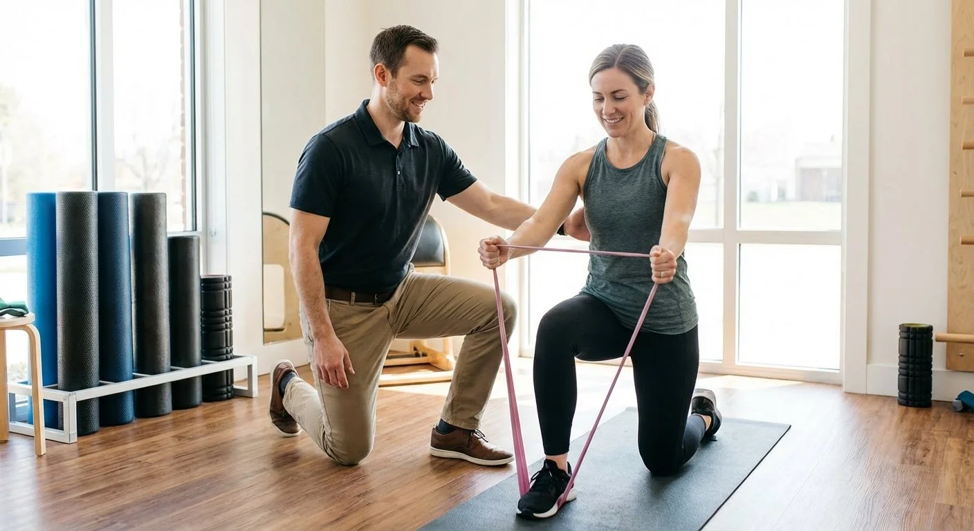 Patient working with a provider at a physical therapy clinic in Columbus