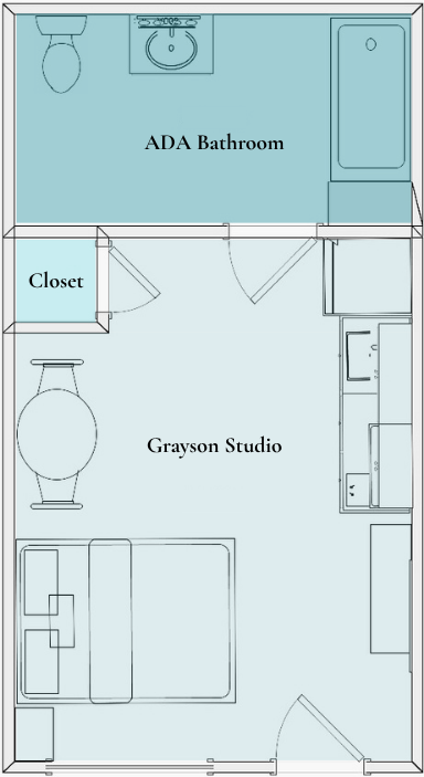2d floorplan of an affordable apartment at The Mill on 76