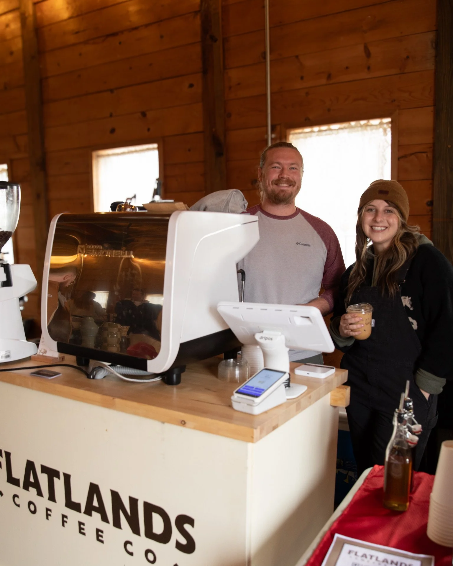 mobile coffee cart in Kansas City Kansas with two baristas ready to serve coffee