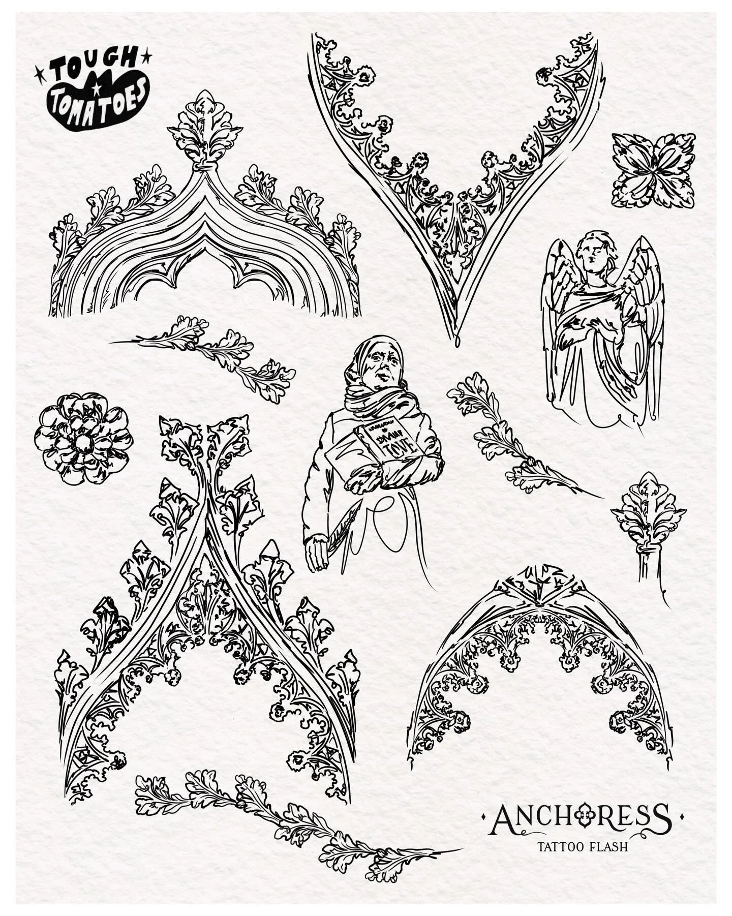 Celebrating the upcoming launch of @anchoressnorwich, new flash inspired by Norwich Cathedral 🩶 all drawn from real carvings and sculptures in the cathedral itself.
Books are open for 13th April onwards at Upper St Giles, and I&rsquo;ll be announcin