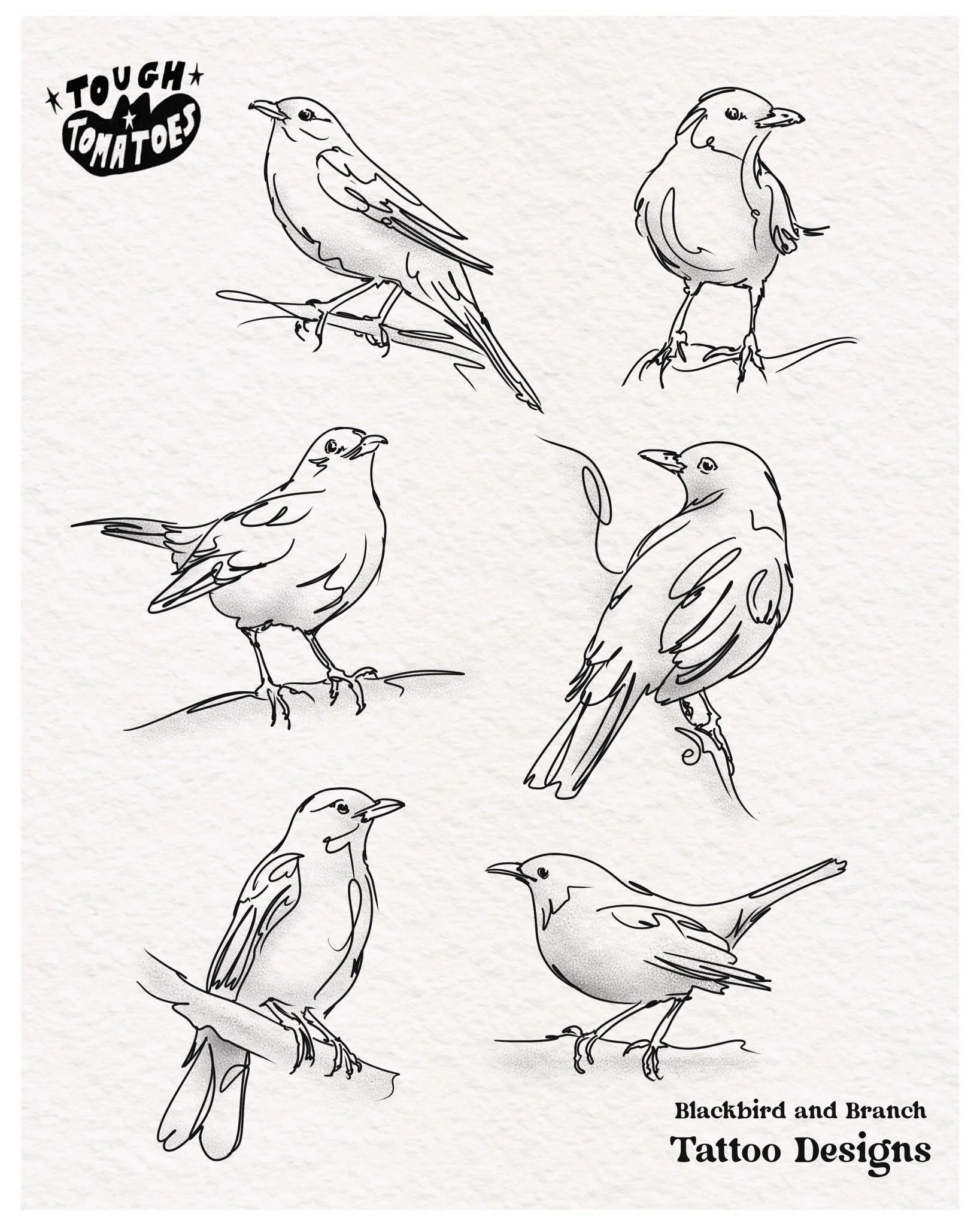 Available: Blackbirds and branches 🐦&zwj;⬛
I got carried away drawing for my client this week, so I have 5 available blackbird designs still free 🧡 (middle right has been taken) give me a shout if you want a cute birdie, or your own custom animal!