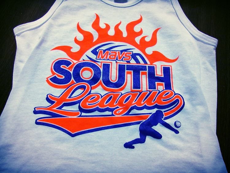 Sleeveless basketball jersey with colorful lettering and a player silhouette.