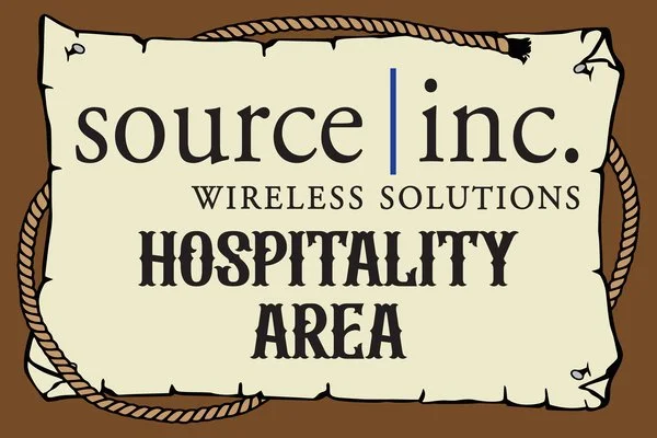 Source Inc. Wireless Solutions hospitality sign with a rope-style border.