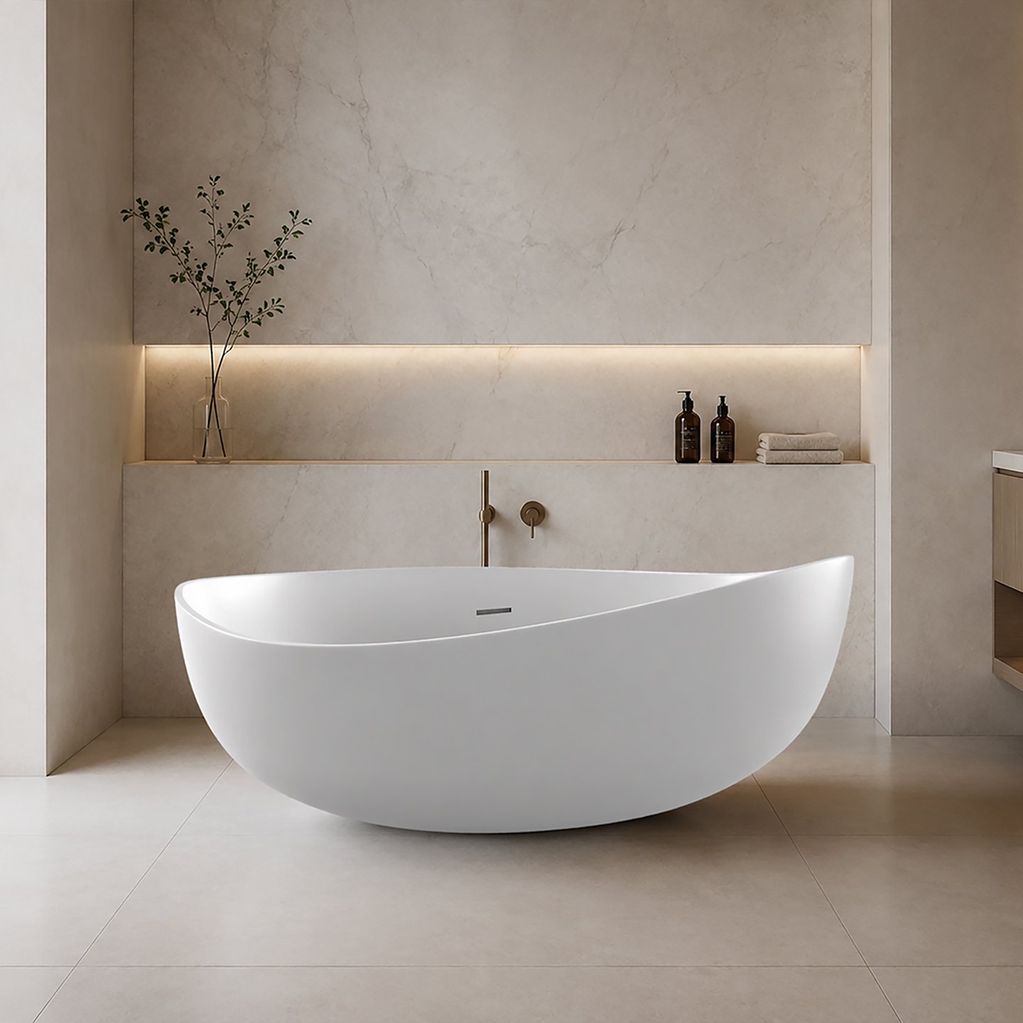 Newport 71" Freestanding Solid Surface Bathtub White