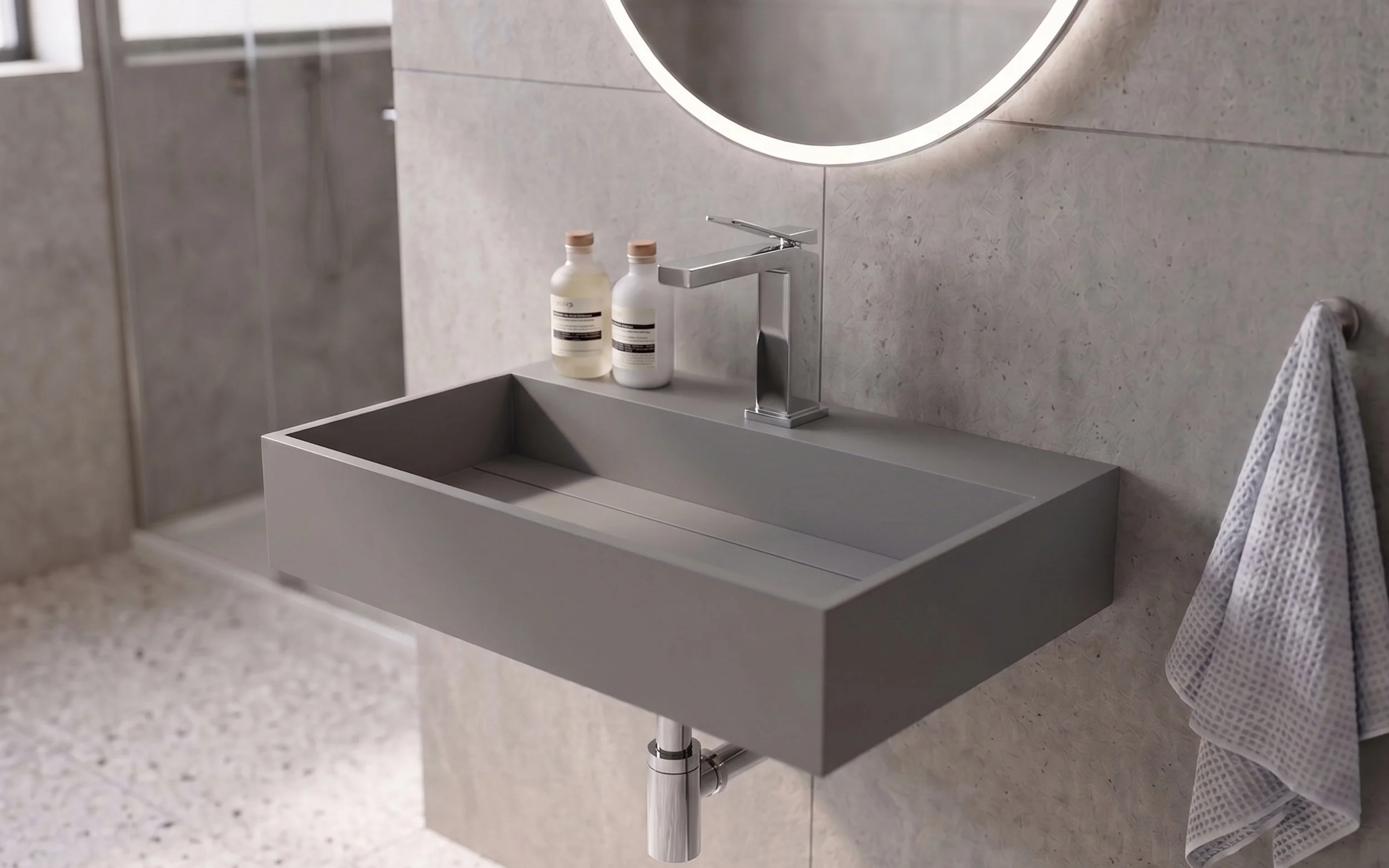 Juniper 24" Wall Mounted Bathroom Sink, Gray