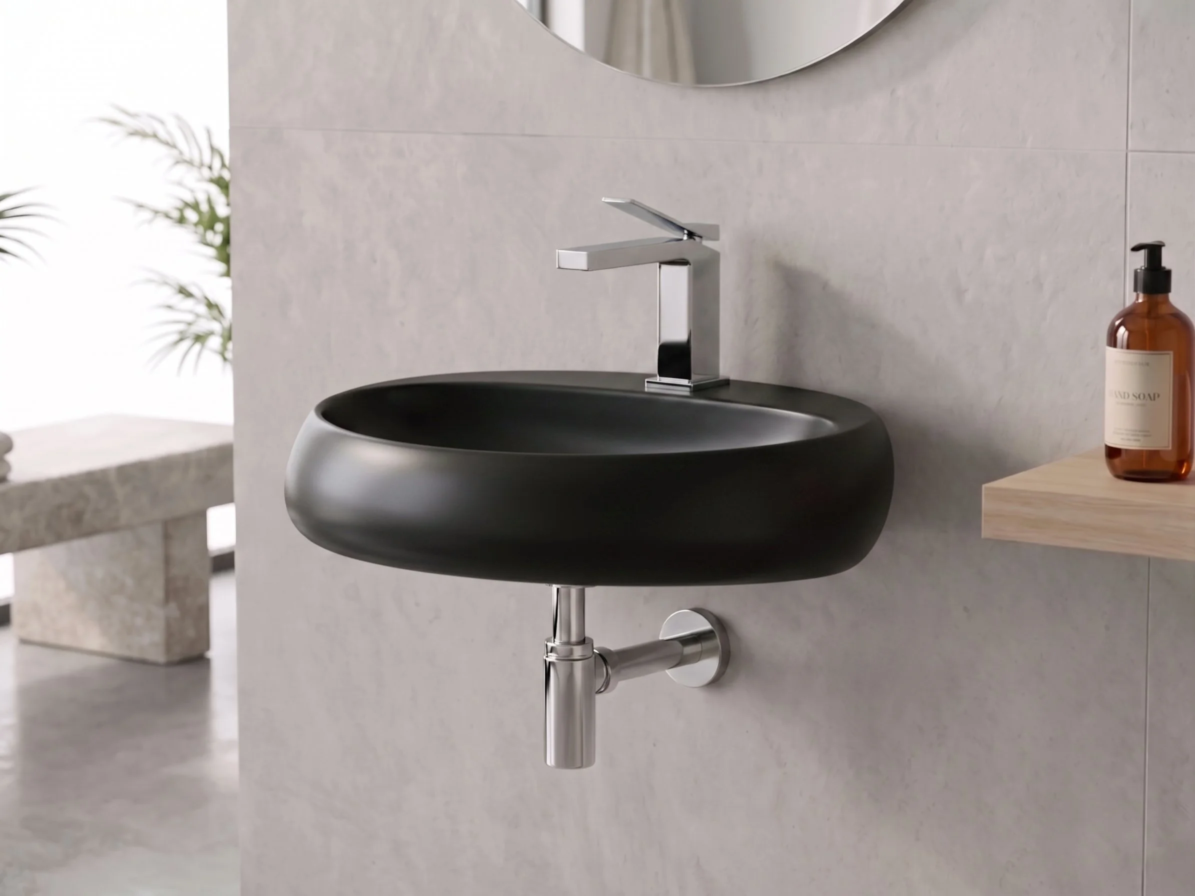 Rosaria 24" Matte Black Porcelain Wall Mounted Bathroom Sink