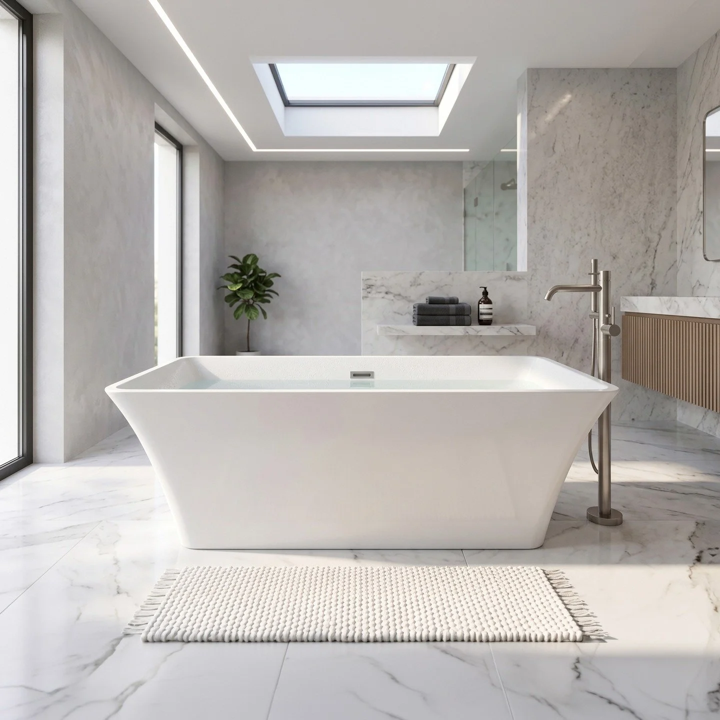 Where affordability meets elegance: our rectangular acrylic freestanding bathtub brings luxury living to your bathroom.

#affordableluxury #bathroomrenovation #bathdecor #modbathtubs #freestandingtub #acrylictub #homedesign