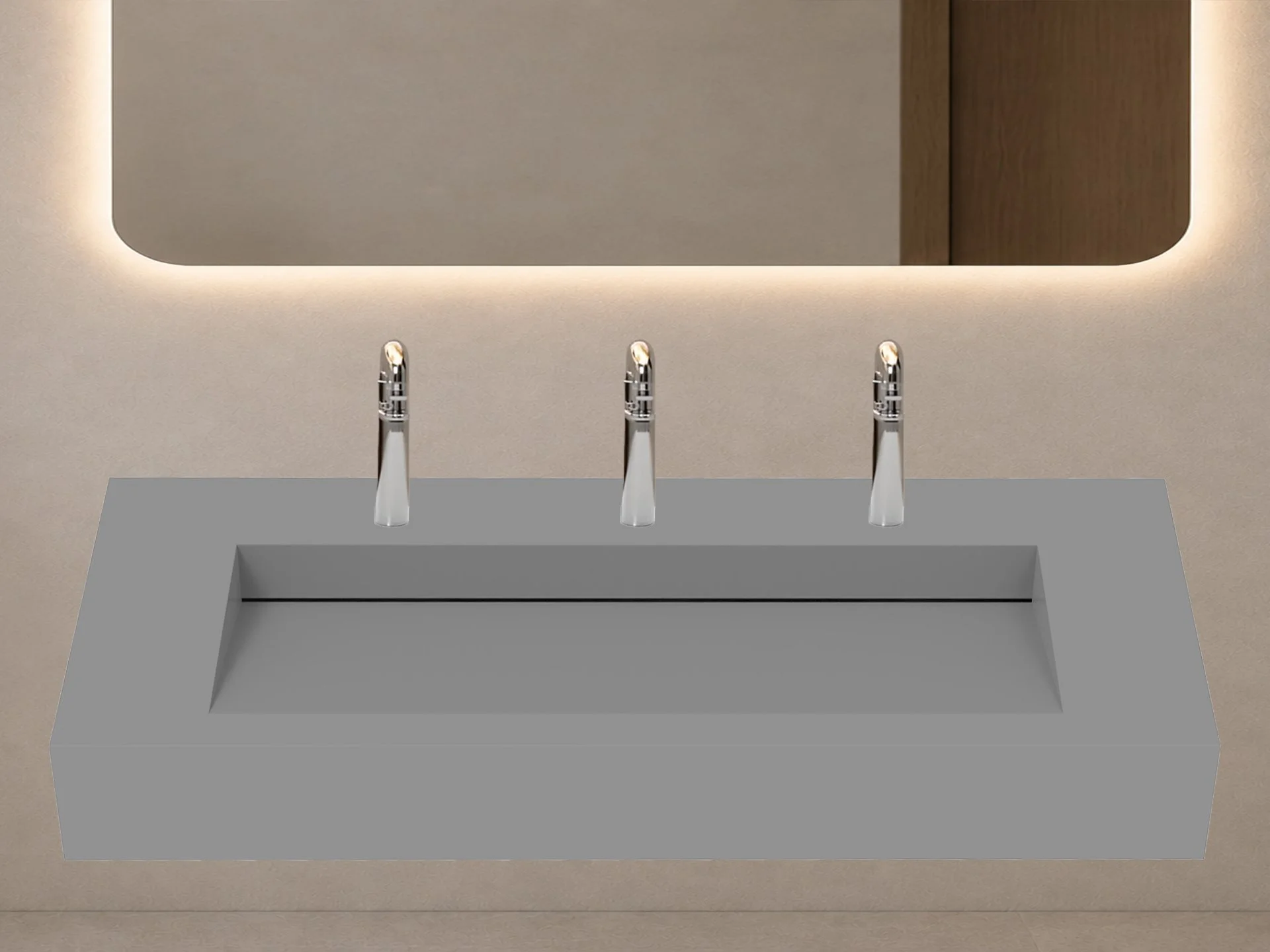 Pyramid 84" Wall Mounted Bathroom Sink, Gray