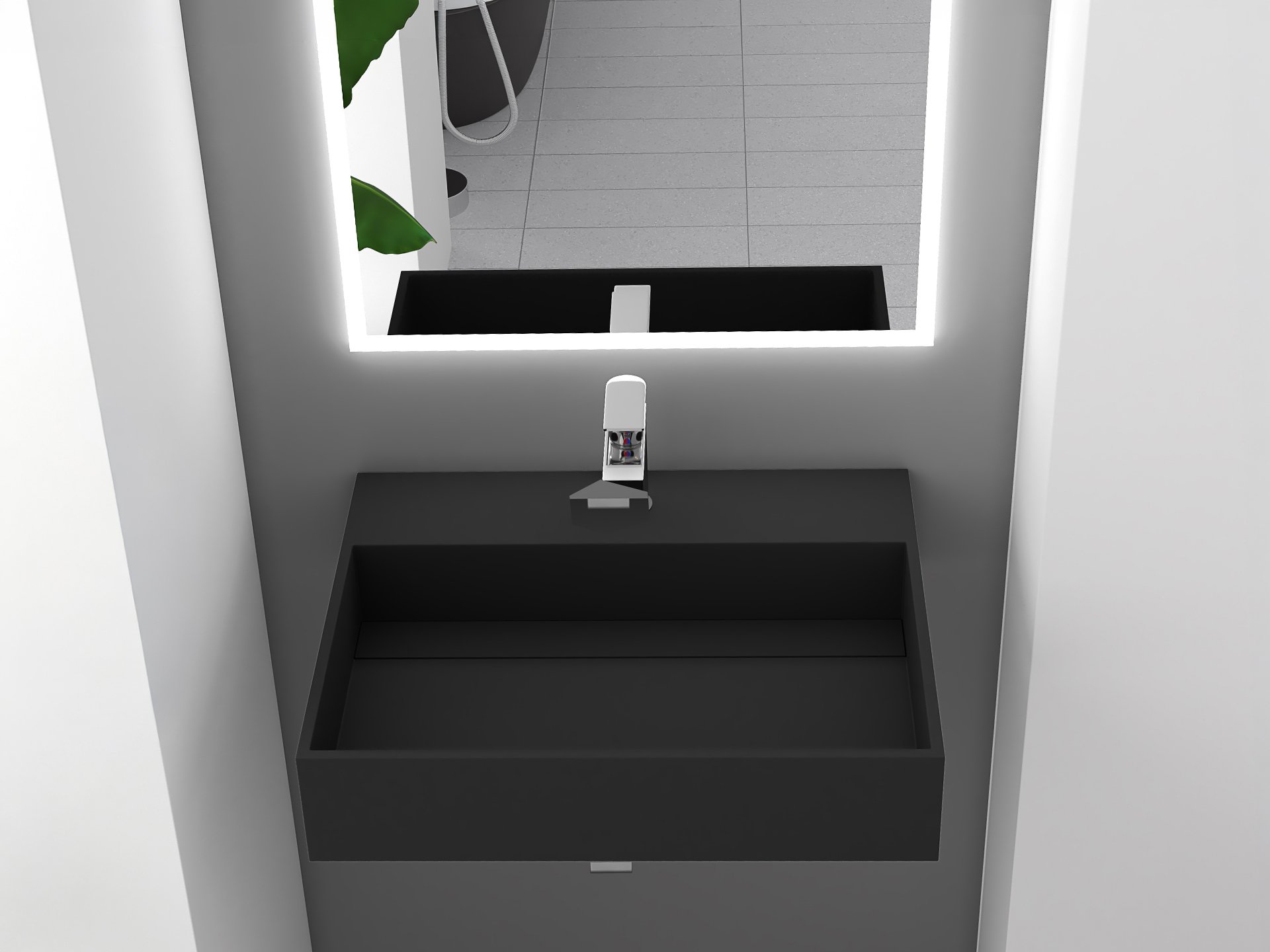 Juniper 24" Wall Mounted Bathroom Sink, Black