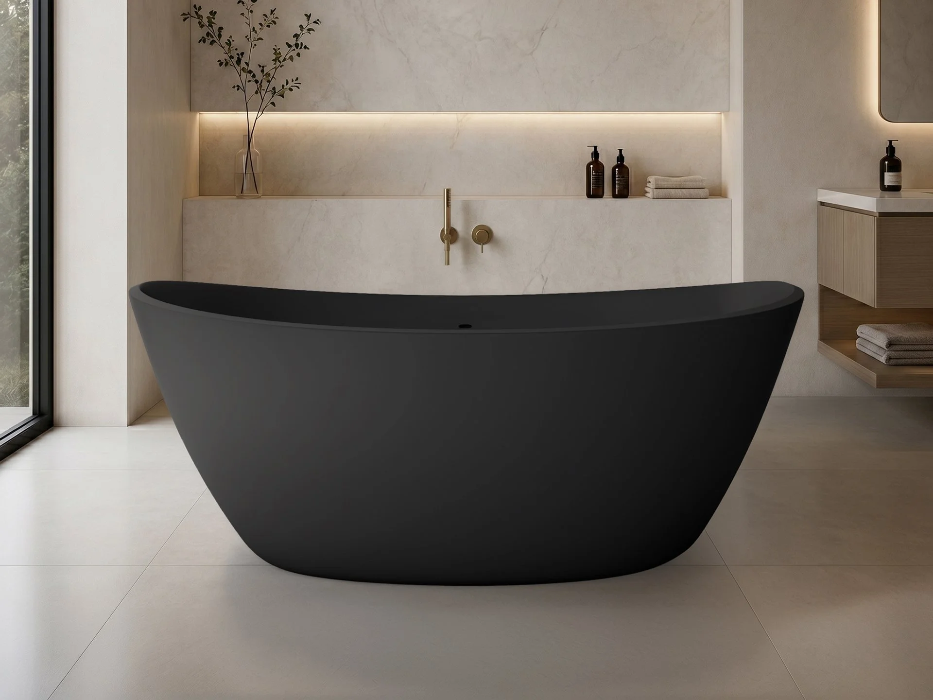 Manhattan 64" Solid Surface Bathtub Black