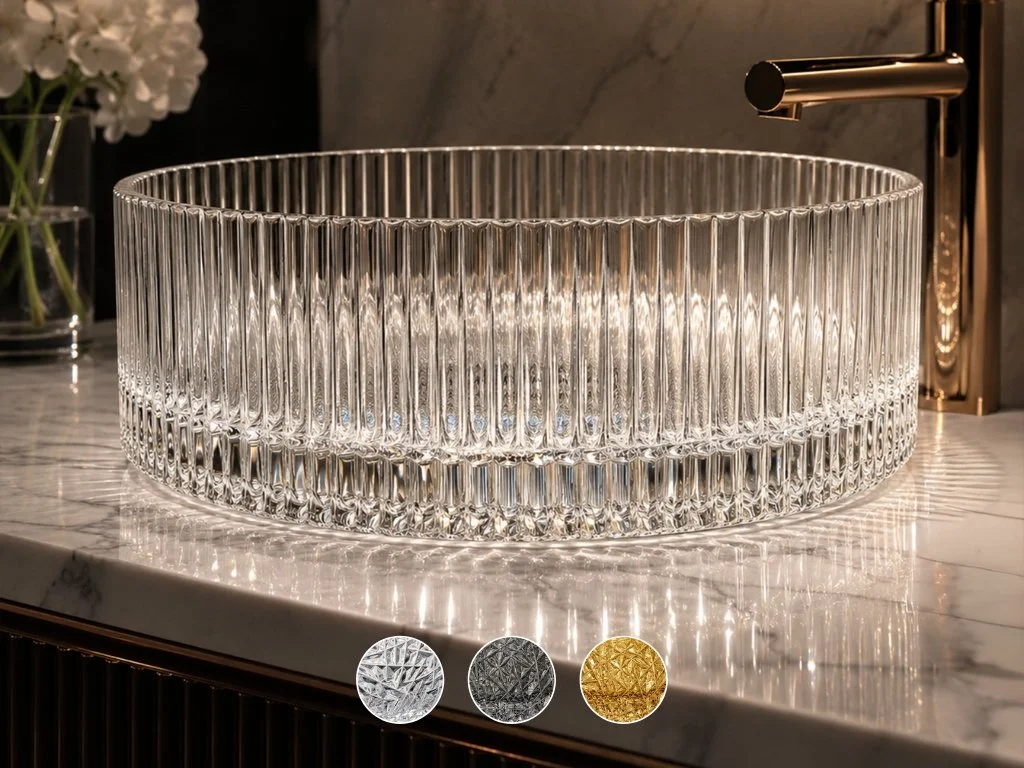 16" Tempered Glass Circular Vessel Bathroom Sink