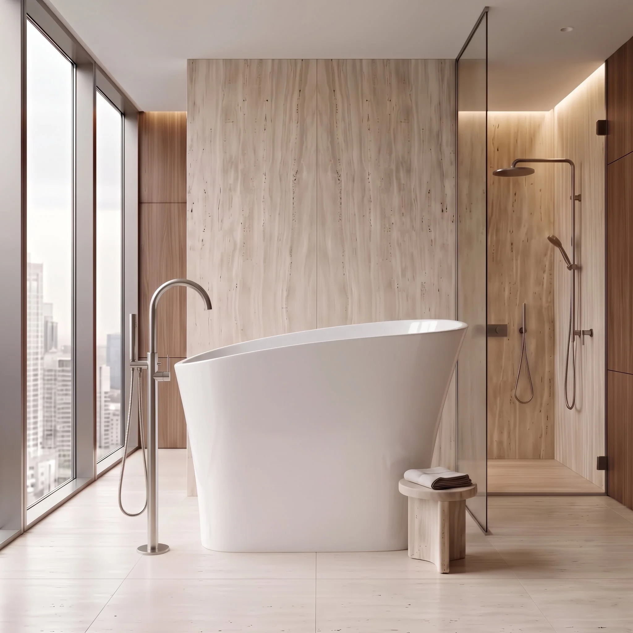 47" inch Modern Oval Deep White Solid Surface Tub