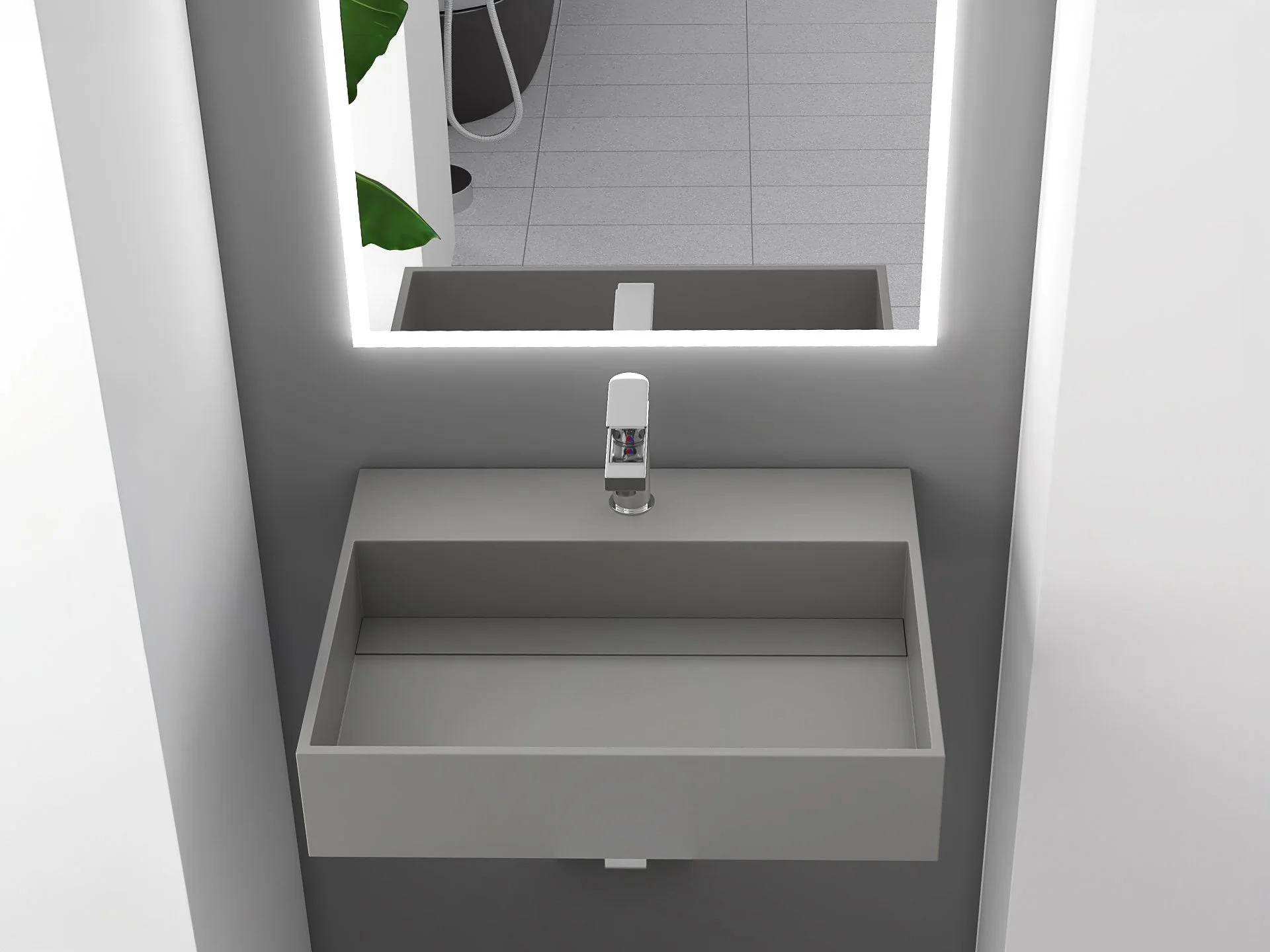 Juniper 24" Wall Mounted Bathroom Sink, Gray