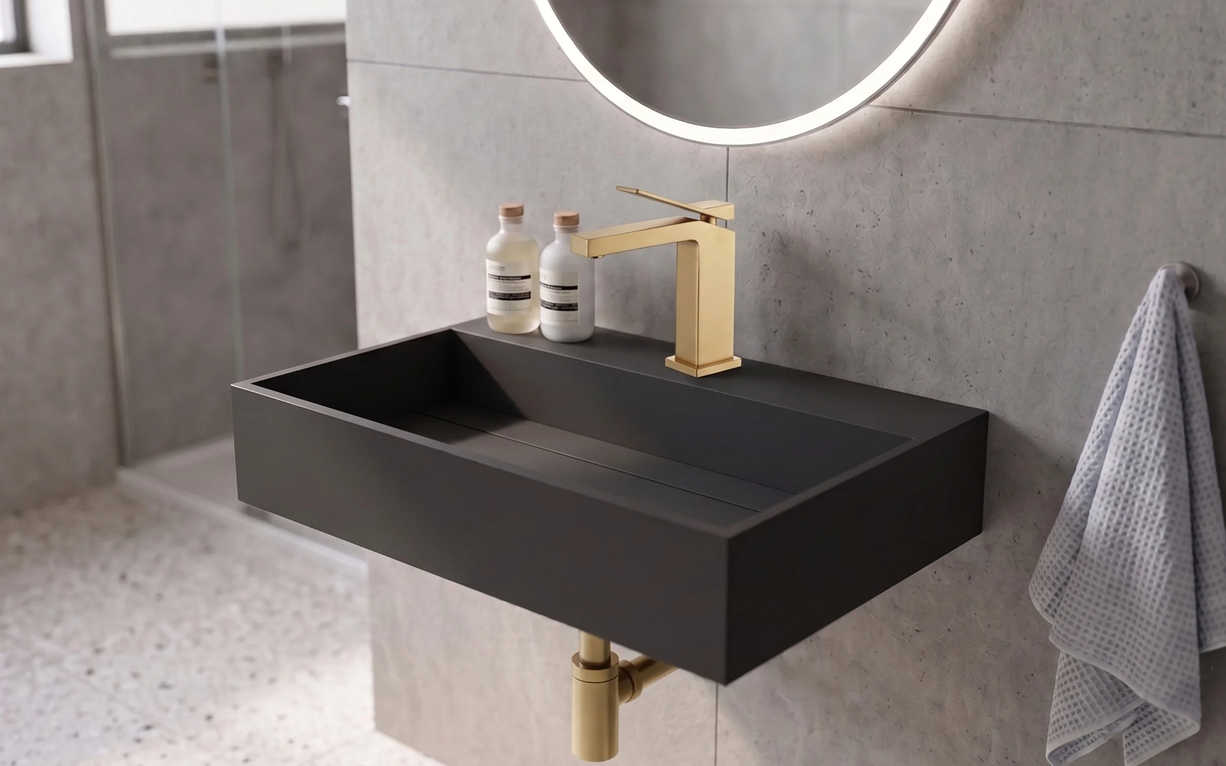Juniper 24" Wall Mounted Bathroom Sink, Black
