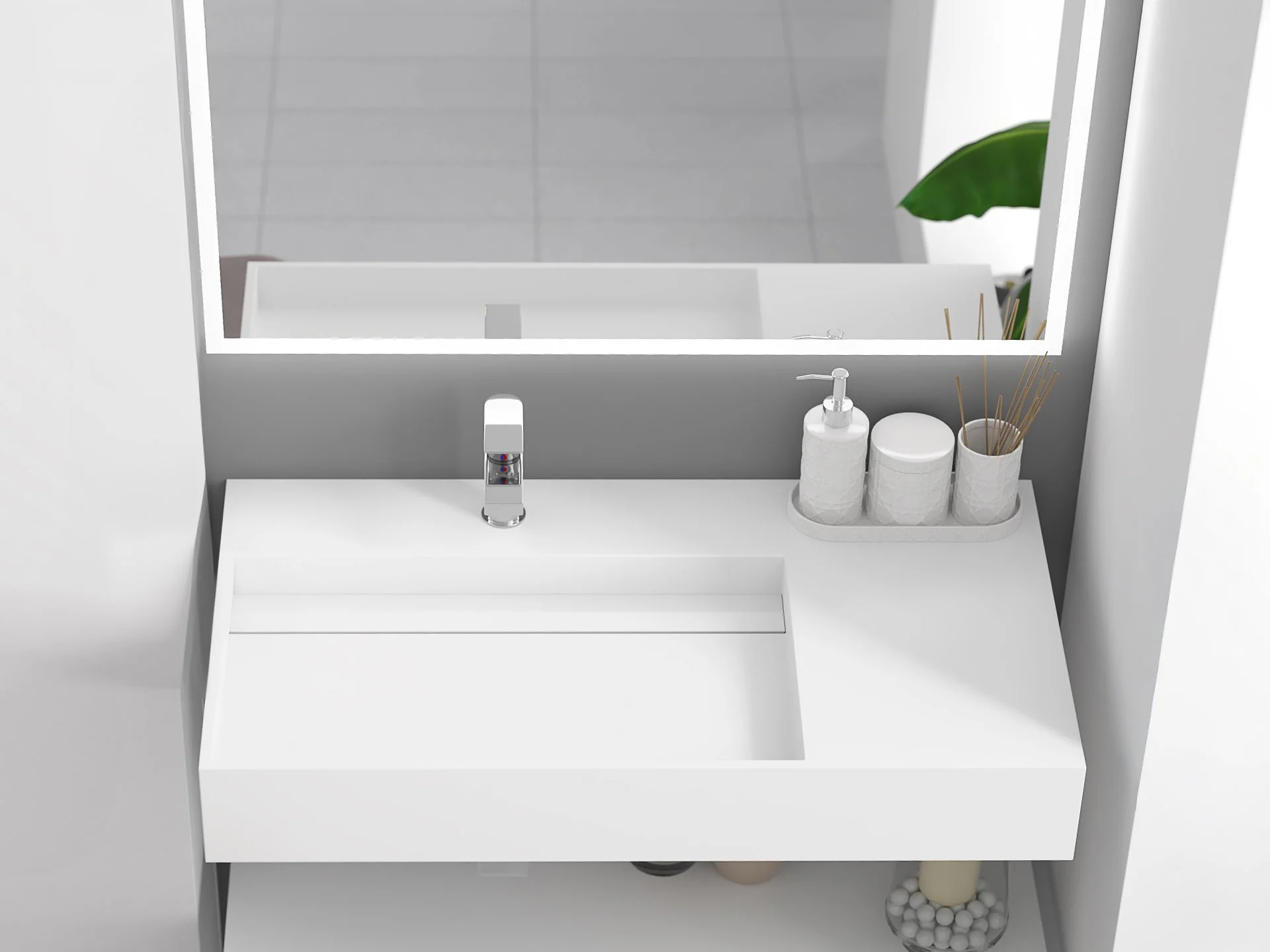 Juniper 36" Left Wall Mounted Bathroom Sink, White