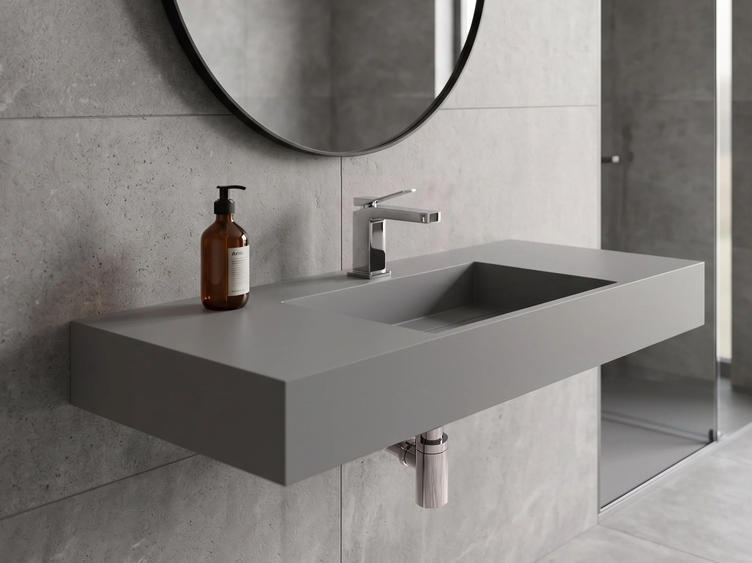 Juniper 48" Wall Mounted Bathroom Sink, Grey