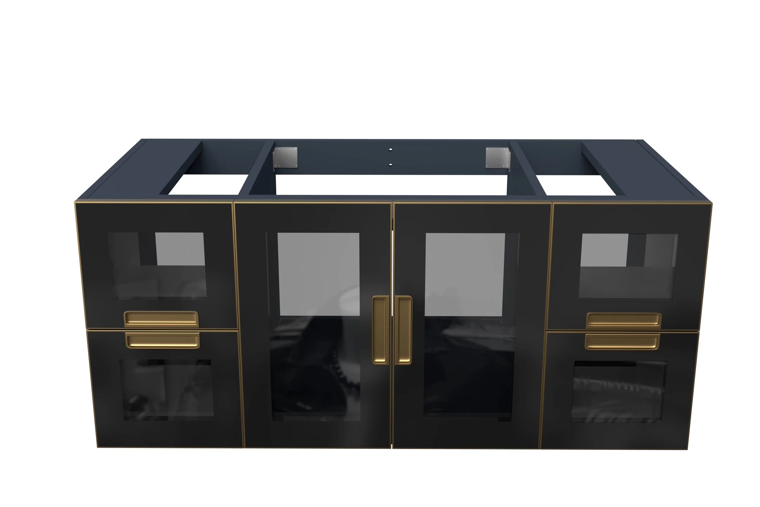 Rosario 48" Wall Mounted Vanity Base with Glass Doors and Drawers