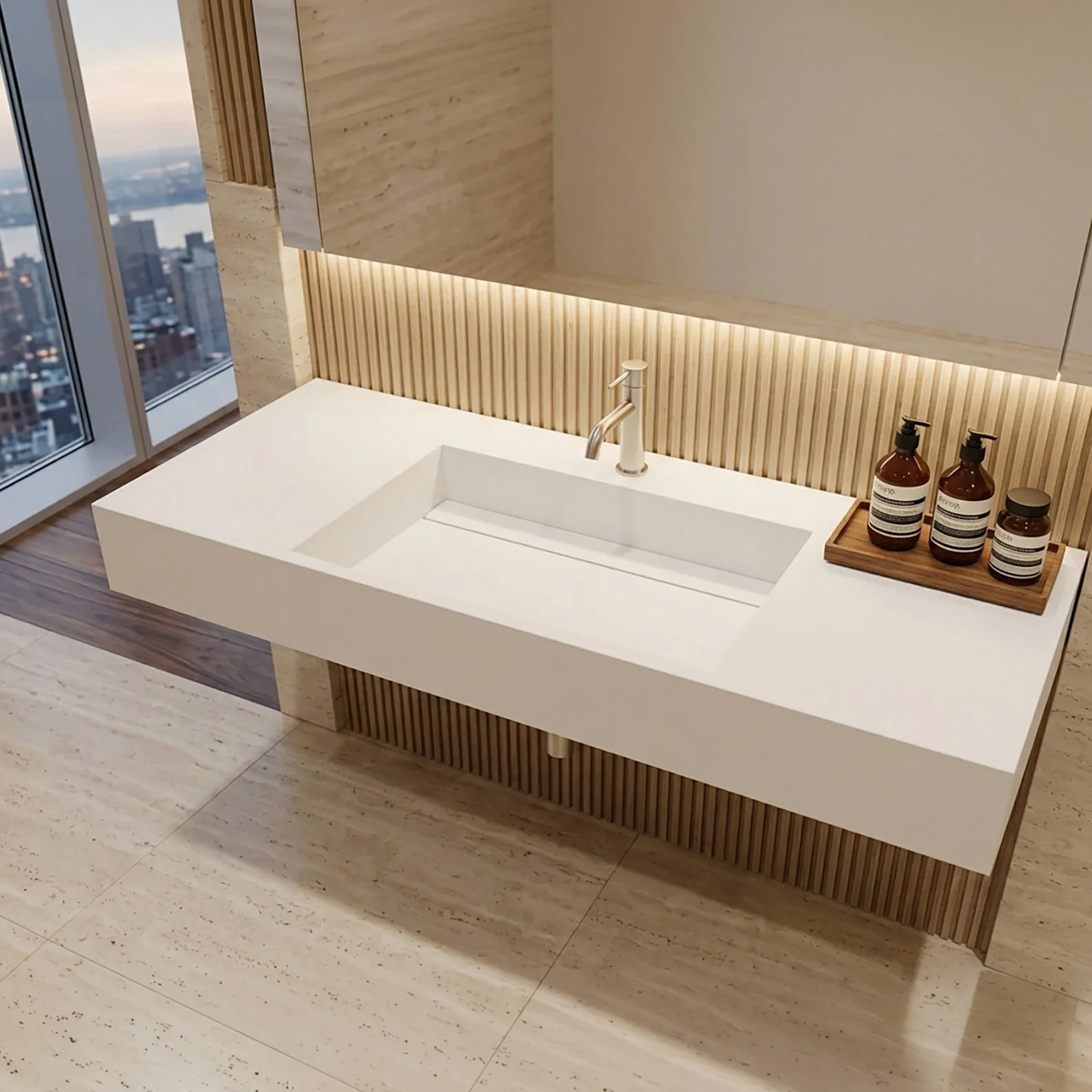 Juniper 48" Wall Mounted Bathroom Sink, White