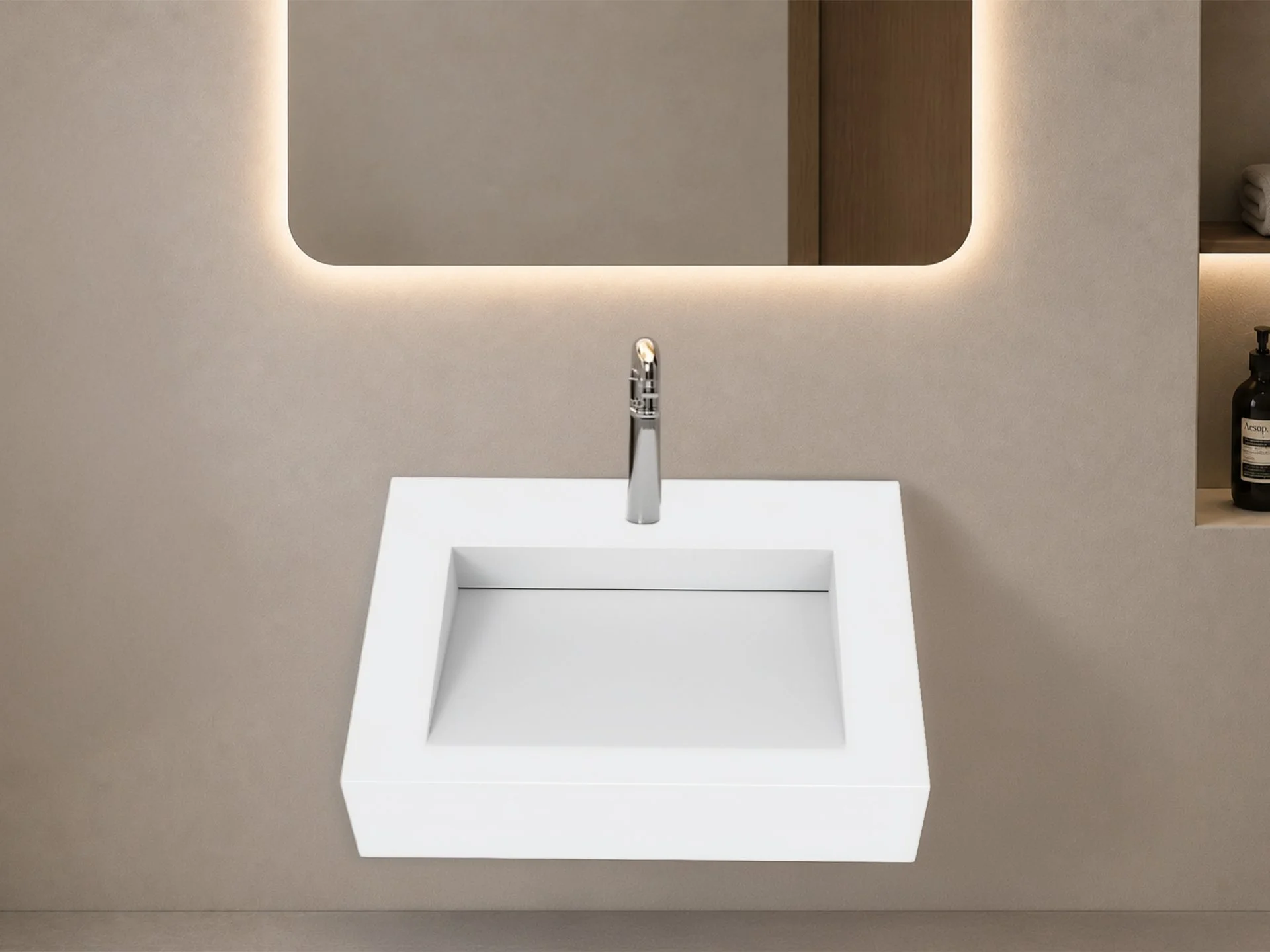 Pyramid 24" Wall Mounted Bathroom Sink, White