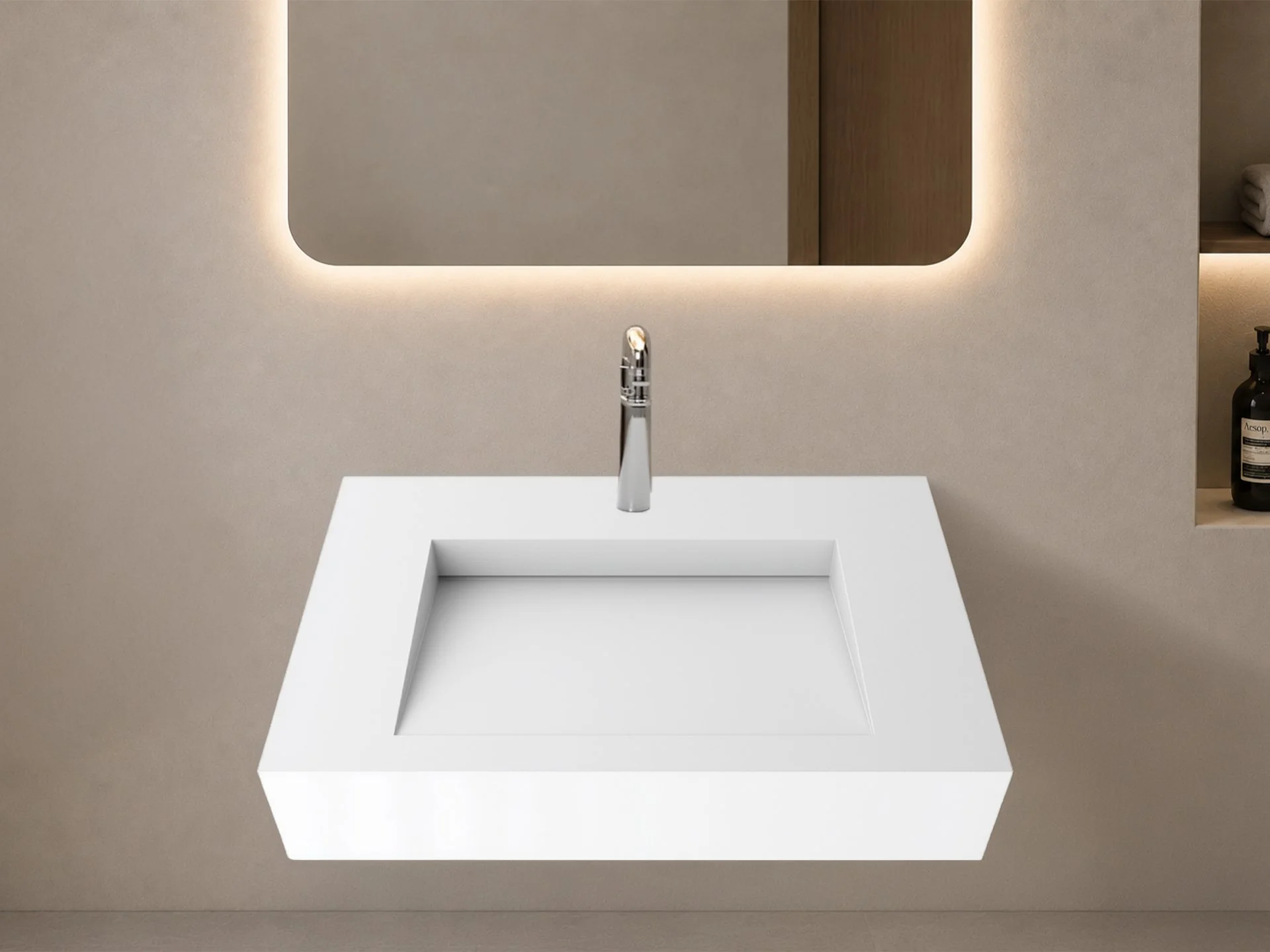 Pyramid 30" Wall Mounted Bathroom Sink, White