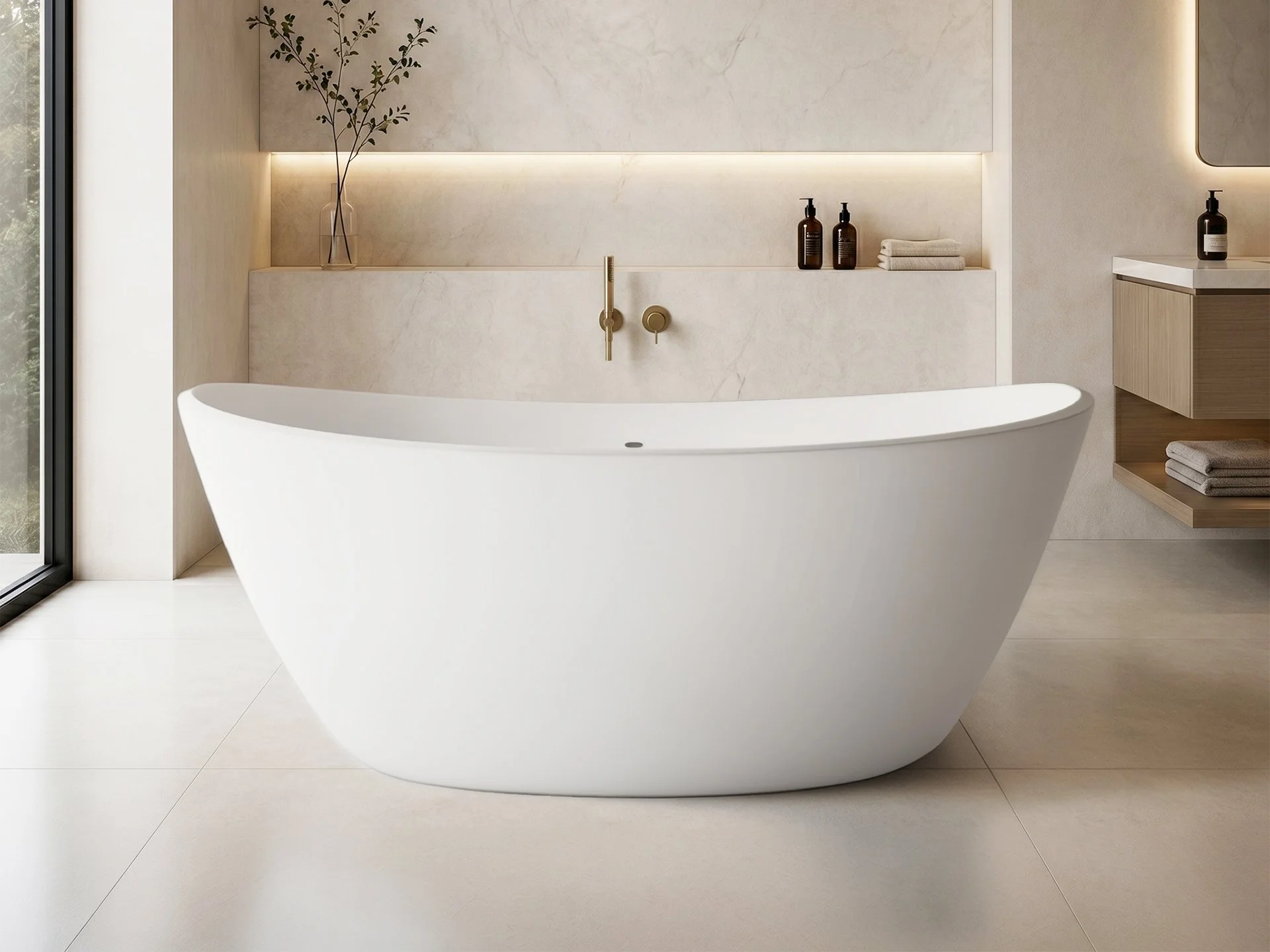 Manhattan 64" Solid Surface Bathtub White