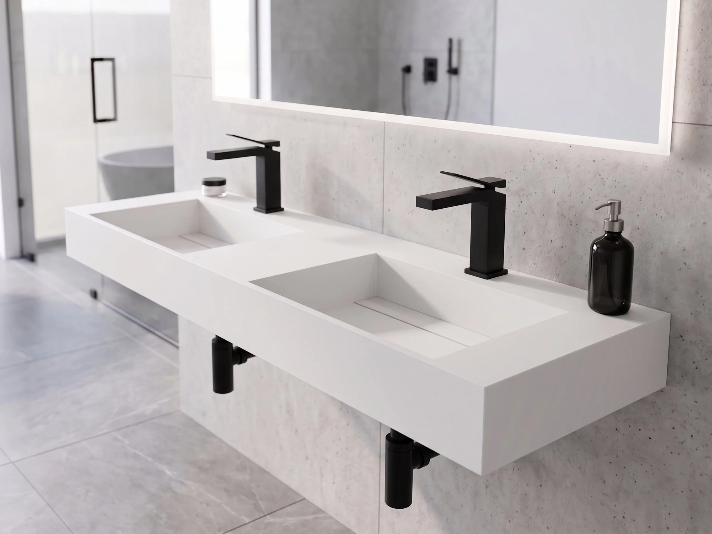 Juniper 60"  Wall Mounted Double Bathroom Sink, White
