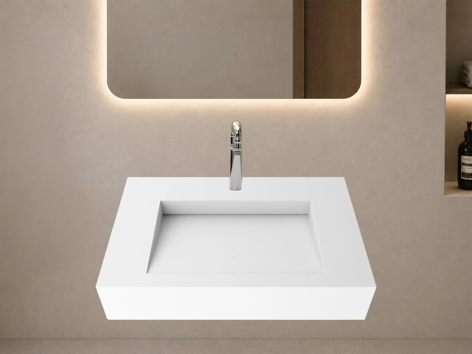 Pyramid 30" Wall Mounted Bathroom Sink, White