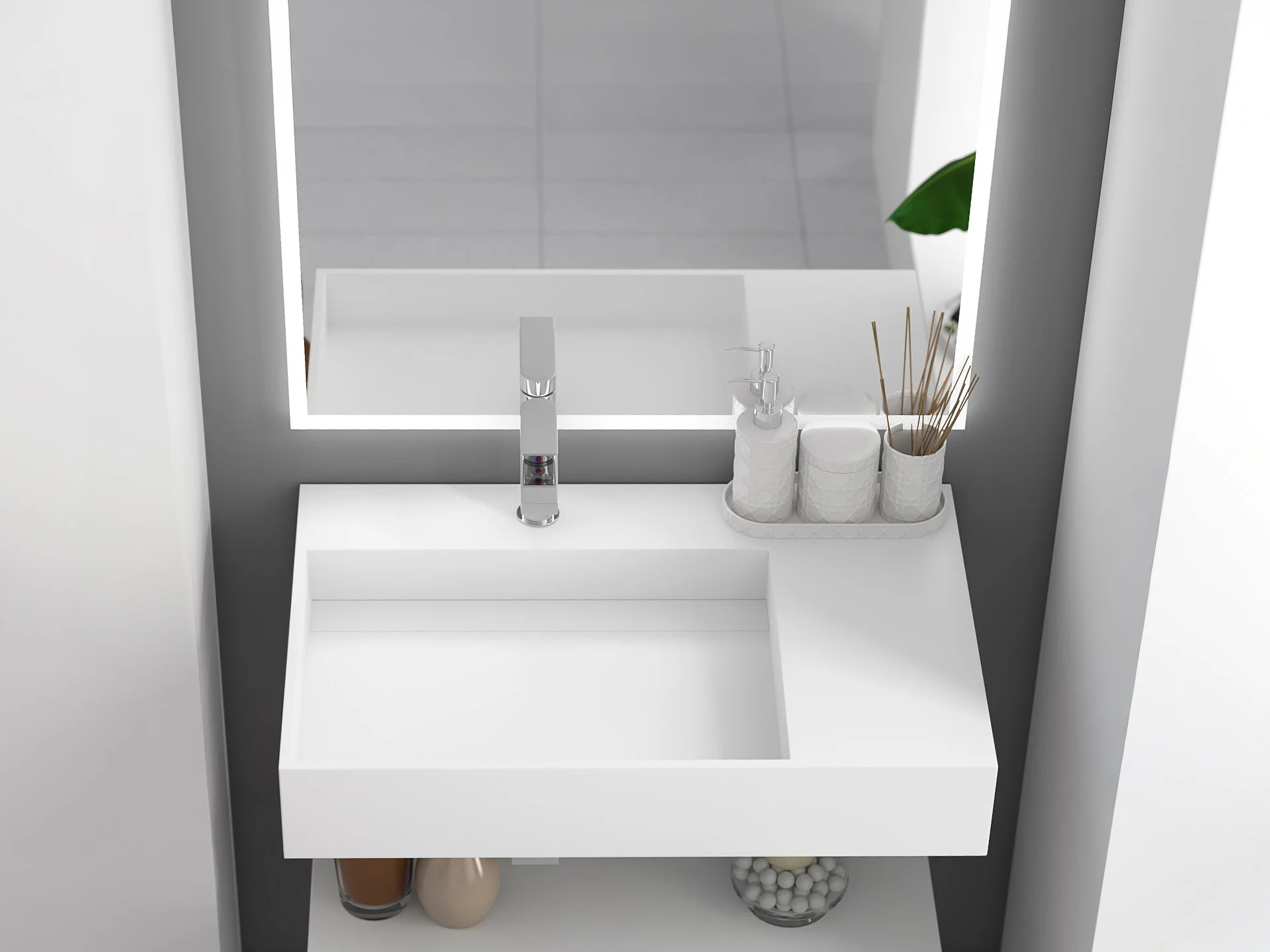 Juniper 30" Left Wall Mounted Bathroom Sink, White