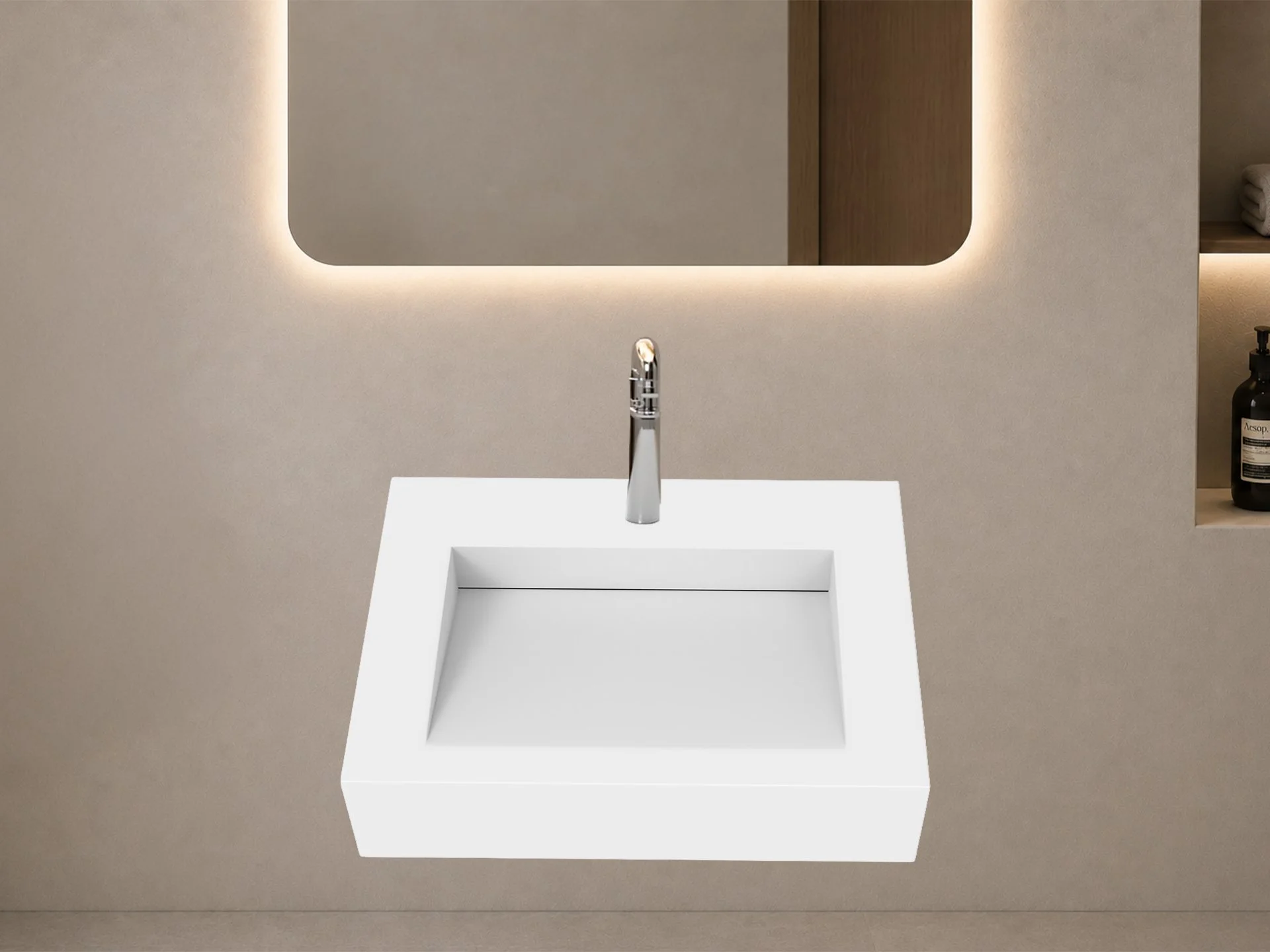 Pyramid 24" Wall Mounted Bathroom Sink, White