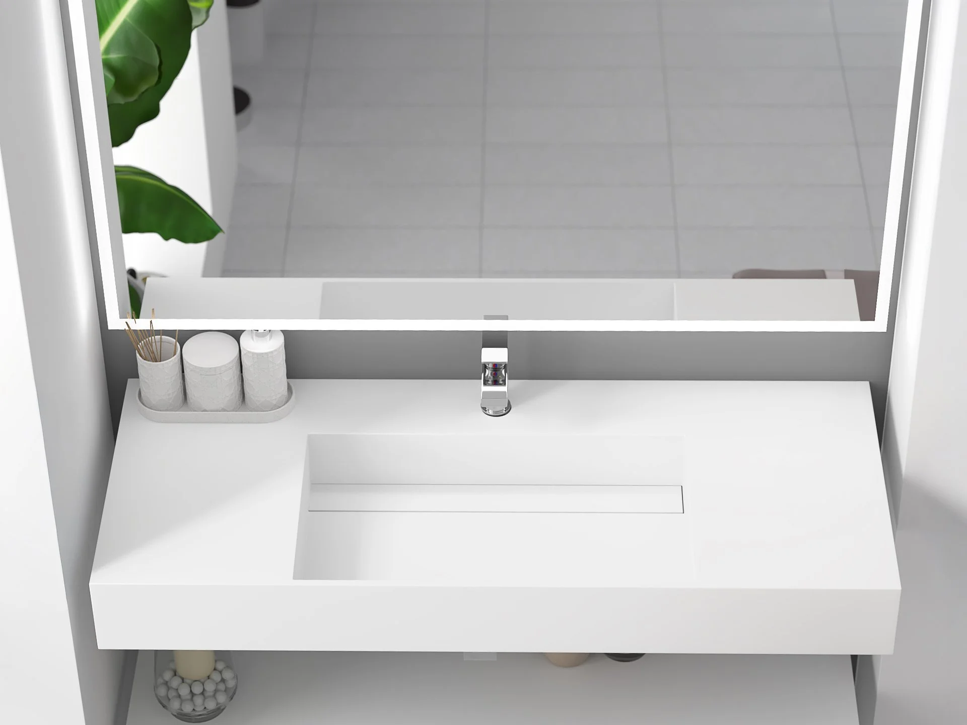 Juniper 48" Wall Mounted Bathroom Sink, White