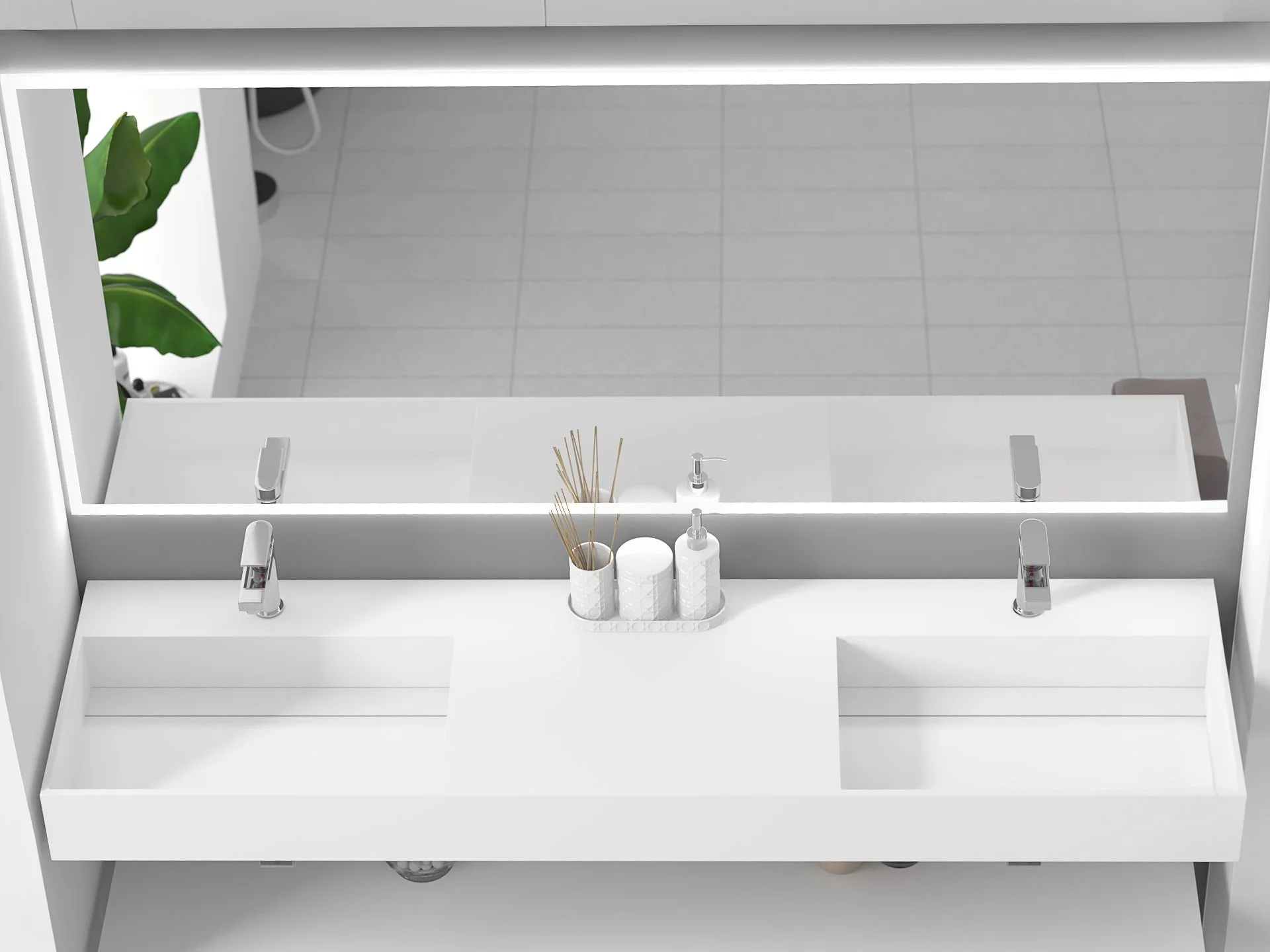 Juniper 72"  Wall Mounted Double Bathroom Sink, White