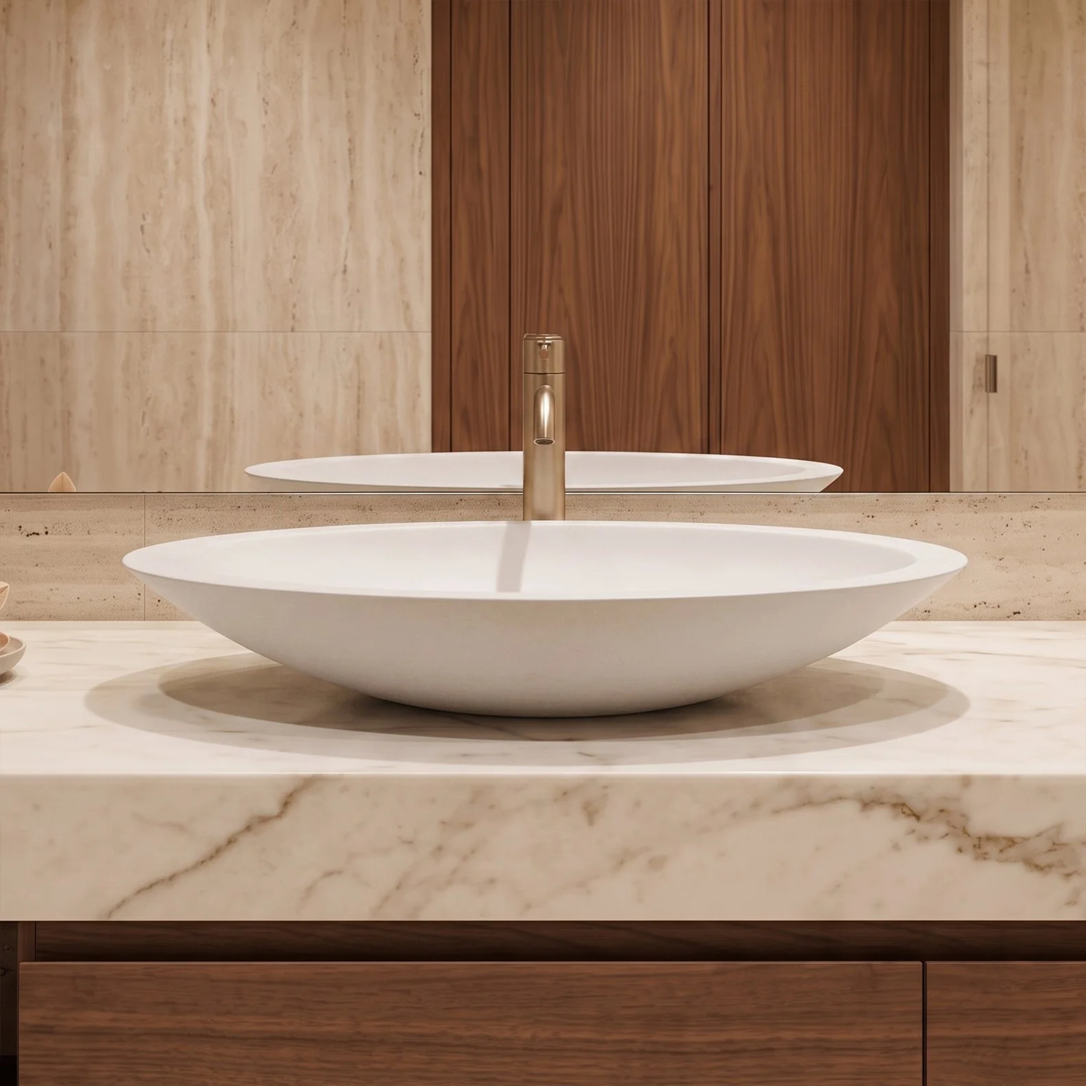 24 inch LustroCast White Solid Surface Oval Vessel Sink