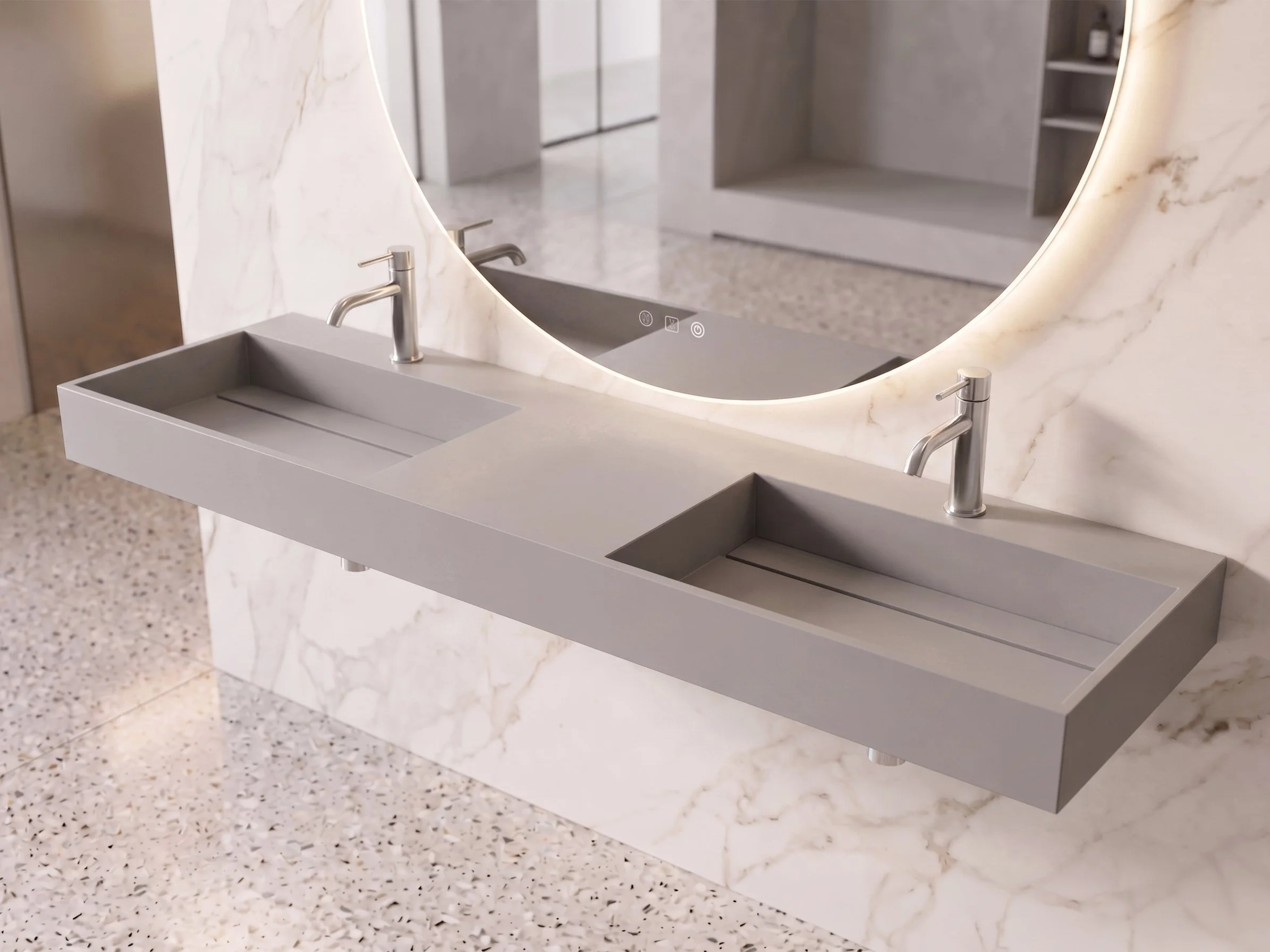 Juniper 84" Wall Mounted Double Bathroom Sink, Gray