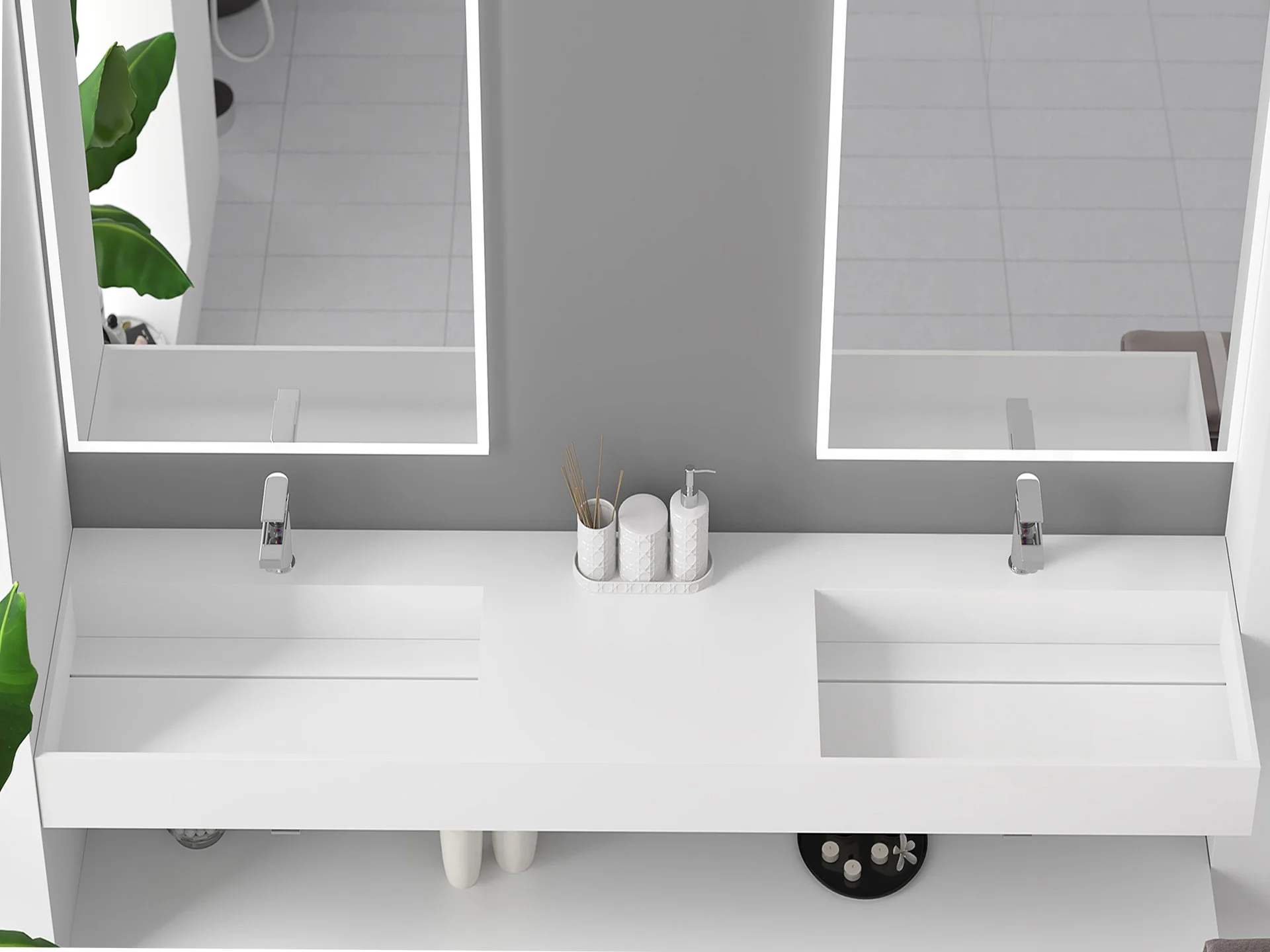 Juniper 84"  Wall Mounted Double Bathroom Sink, White