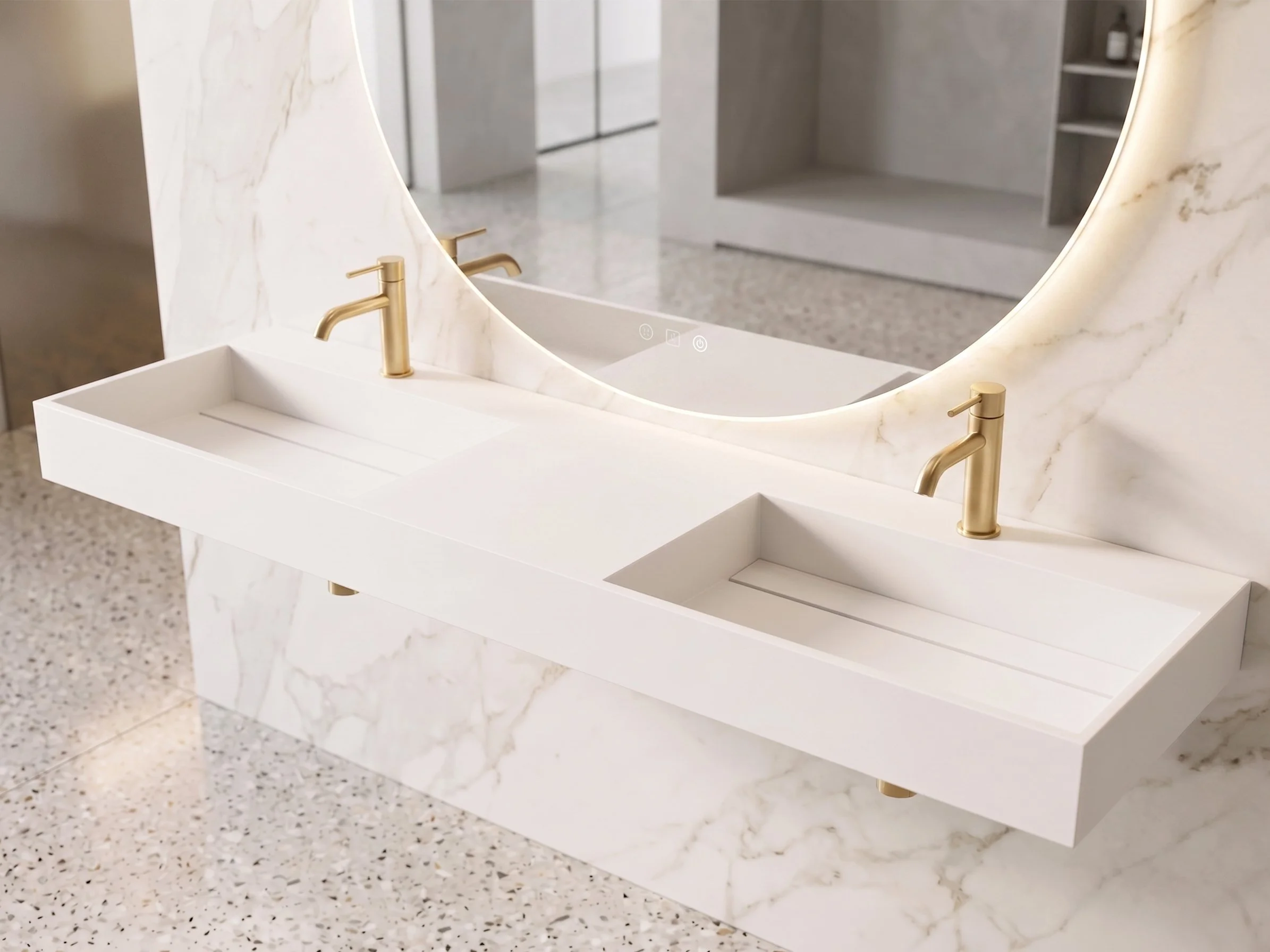 Juniper 84"  Wall Mounted Double Bathroom Sink, White