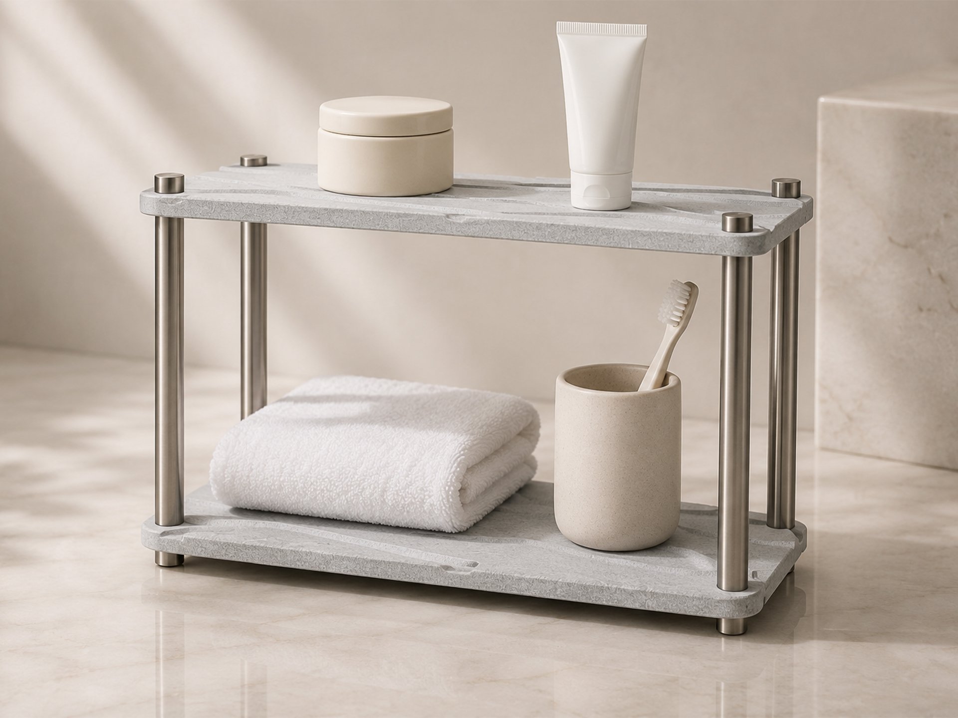 LuxeStone Two Layer Diatomite Organizer, Instant Drying Storage Tray, Suitable for Bathrooms and Kitchens
