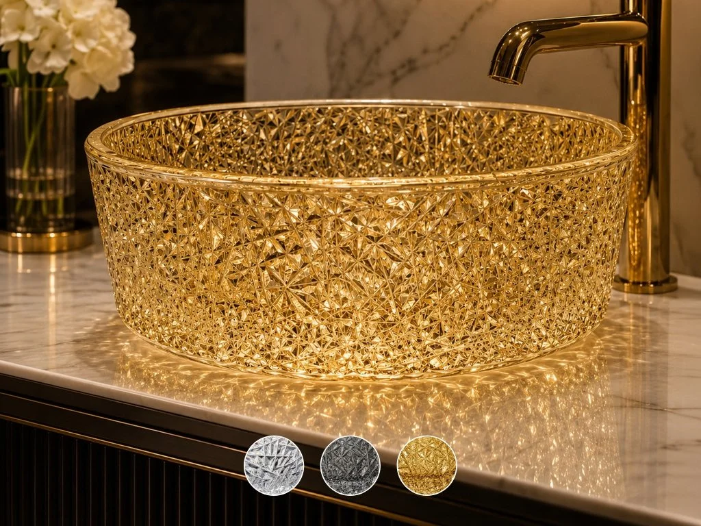 Stadium 16" Tempered Glass Circular Bathroom Vessel Sink