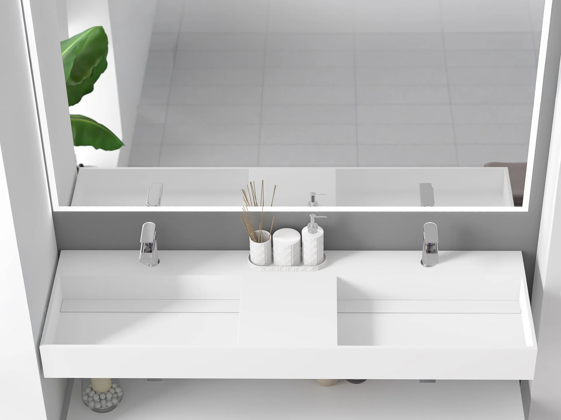 Juniper 60"  Wall Mounted Double Bathroom Sink, White