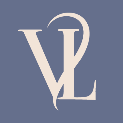 Stylized logo with overlapping white letters 'V' and 'L' on a muted blue background.