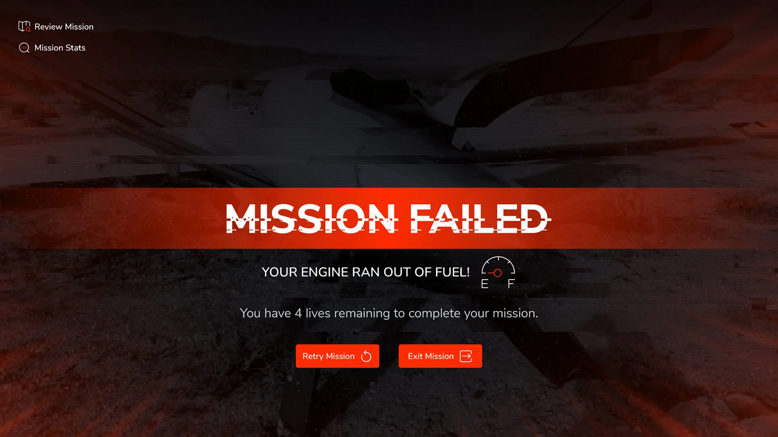  Project IKAROS - Mission Failure  
The failure state shows the consequences of suboptimal planning or a constraint violation.